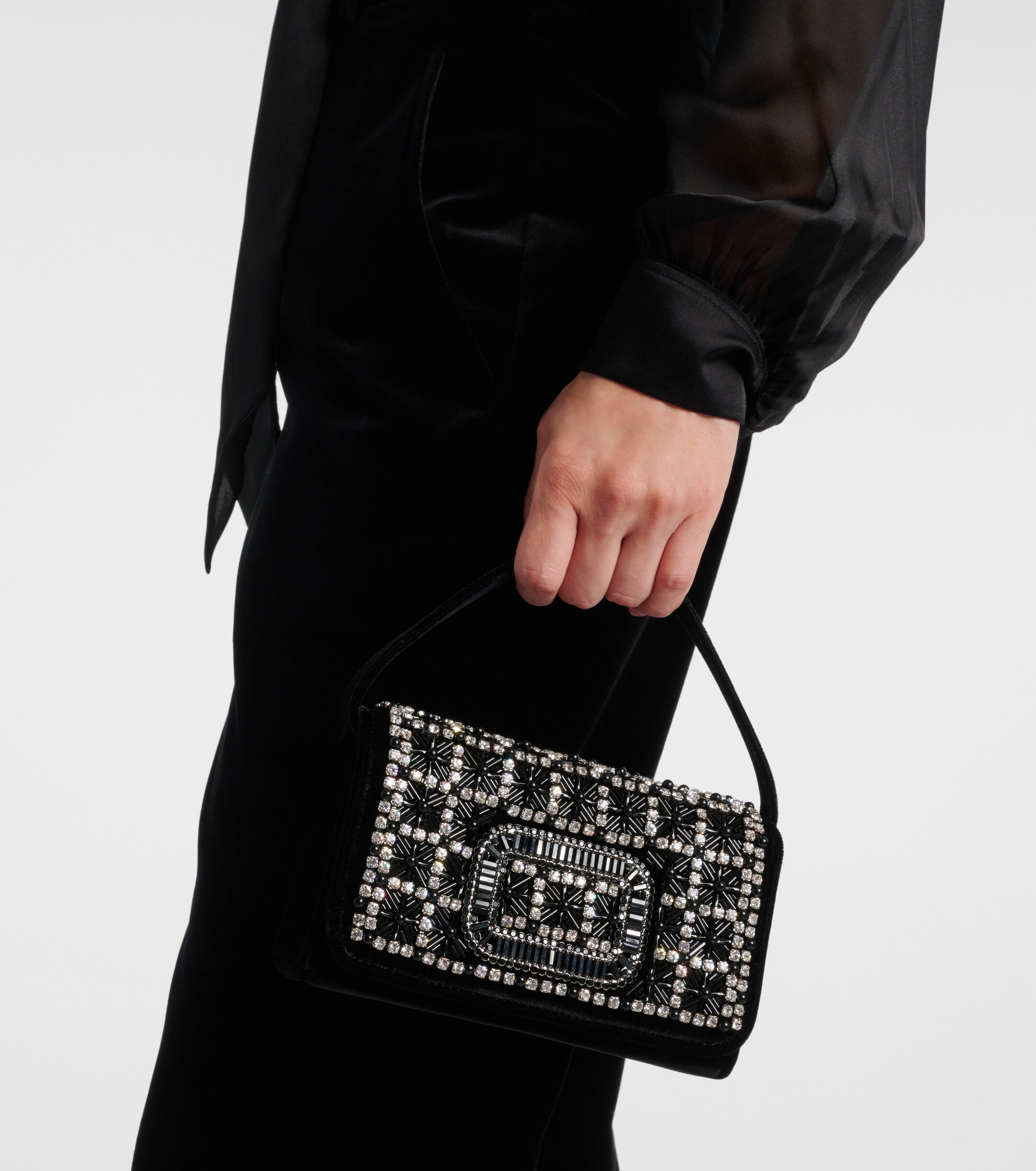 ROGER VIVIER Pilgrim Micro embellished velvet clutch