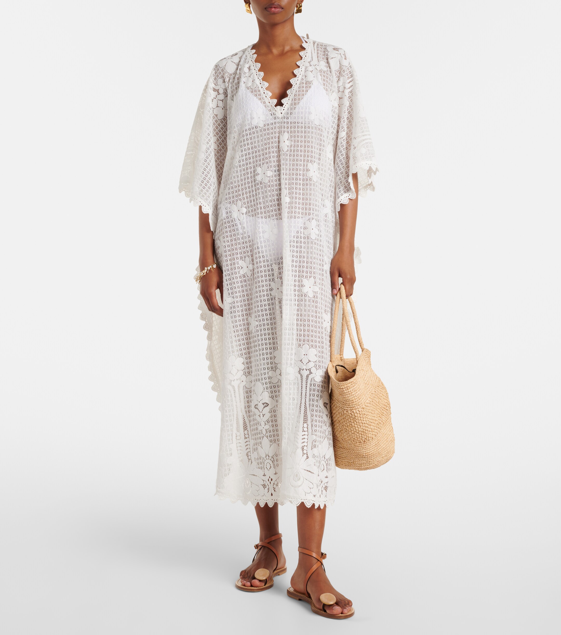 Melissa Odabash Melissa Odabash Josephine ruffled cotton-blend kaftan