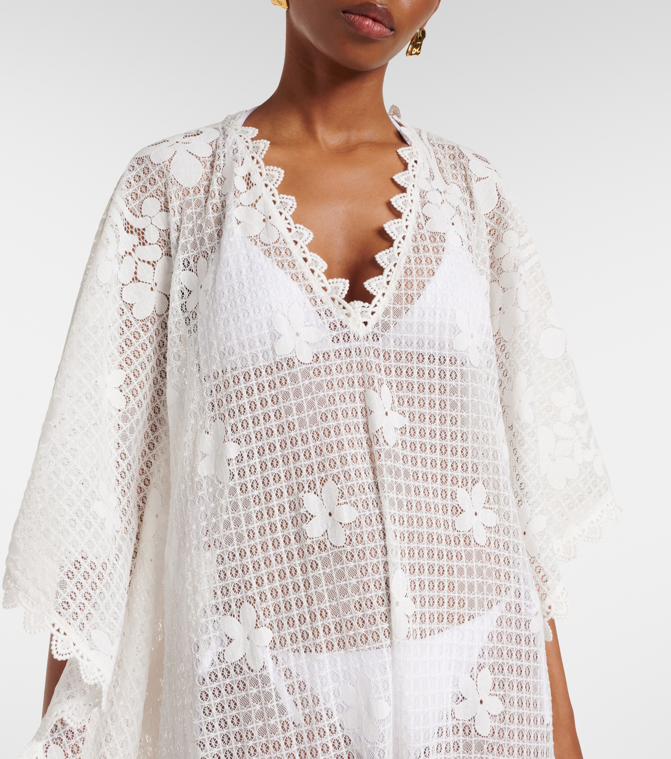 Melissa Odabash Melissa Odabash Josephine ruffled cotton-blend kaftan