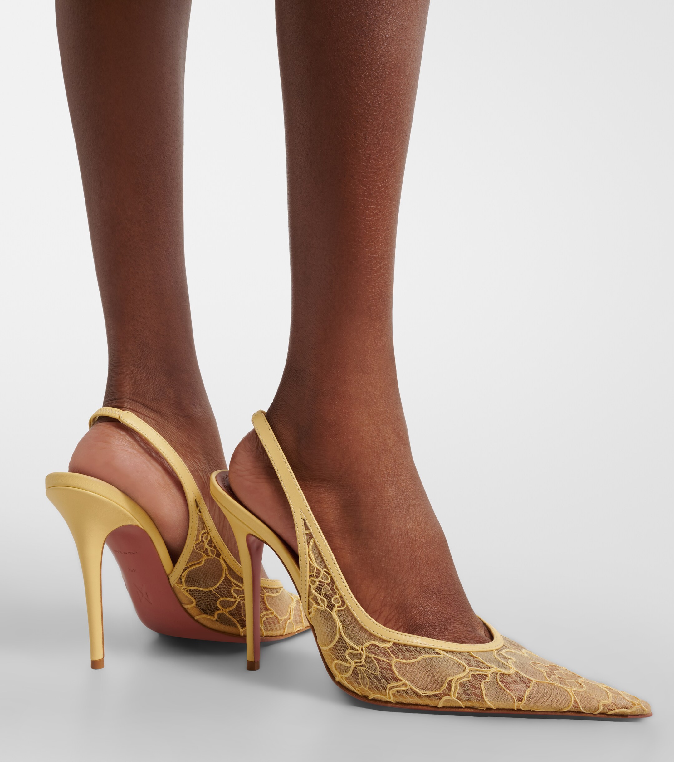 AMINA MUADDI Amina Muaddi Anok leather-trimmed lace slingback pumps