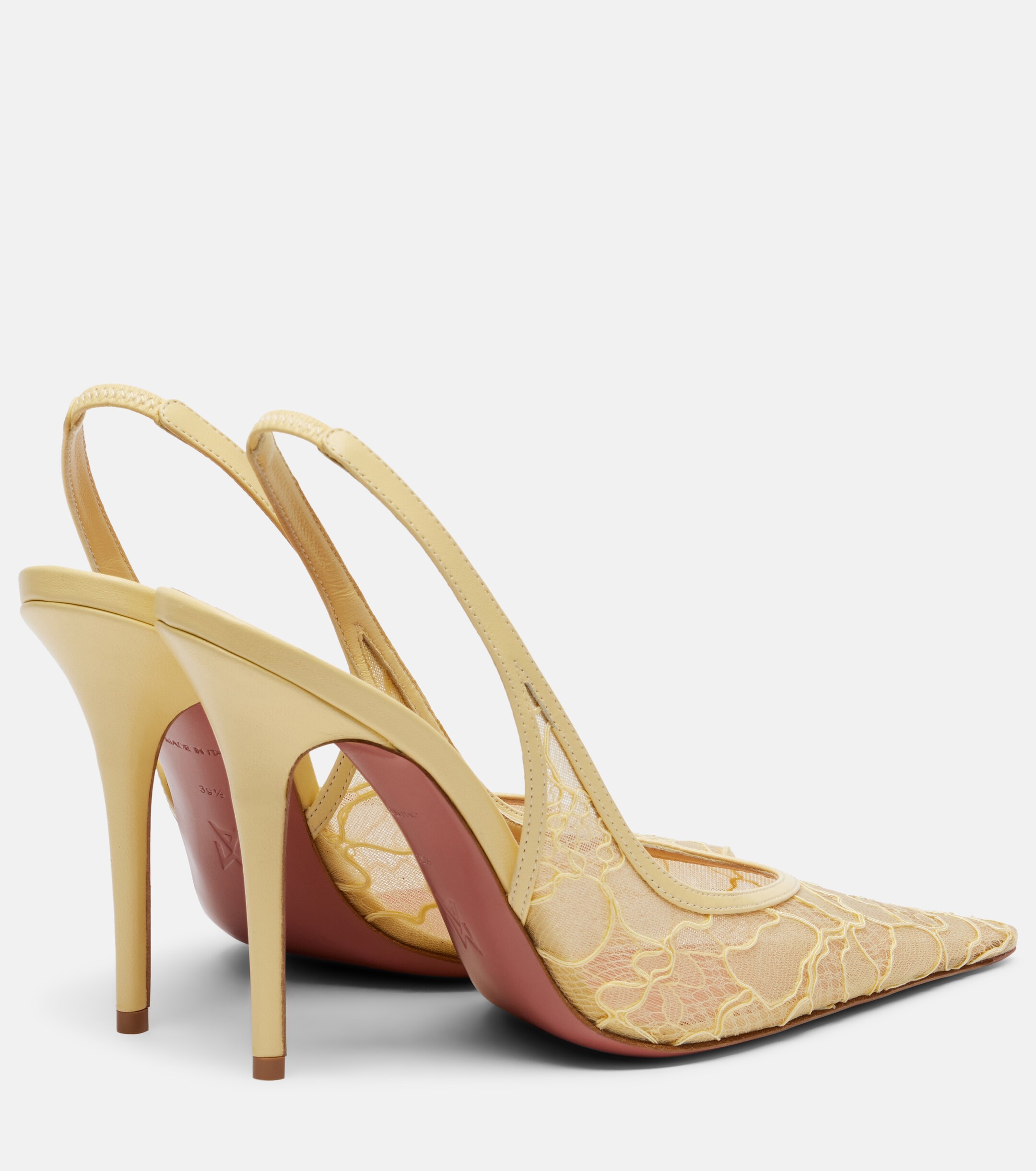AMINA MUADDI Amina Muaddi Anok leather-trimmed lace slingback pumps