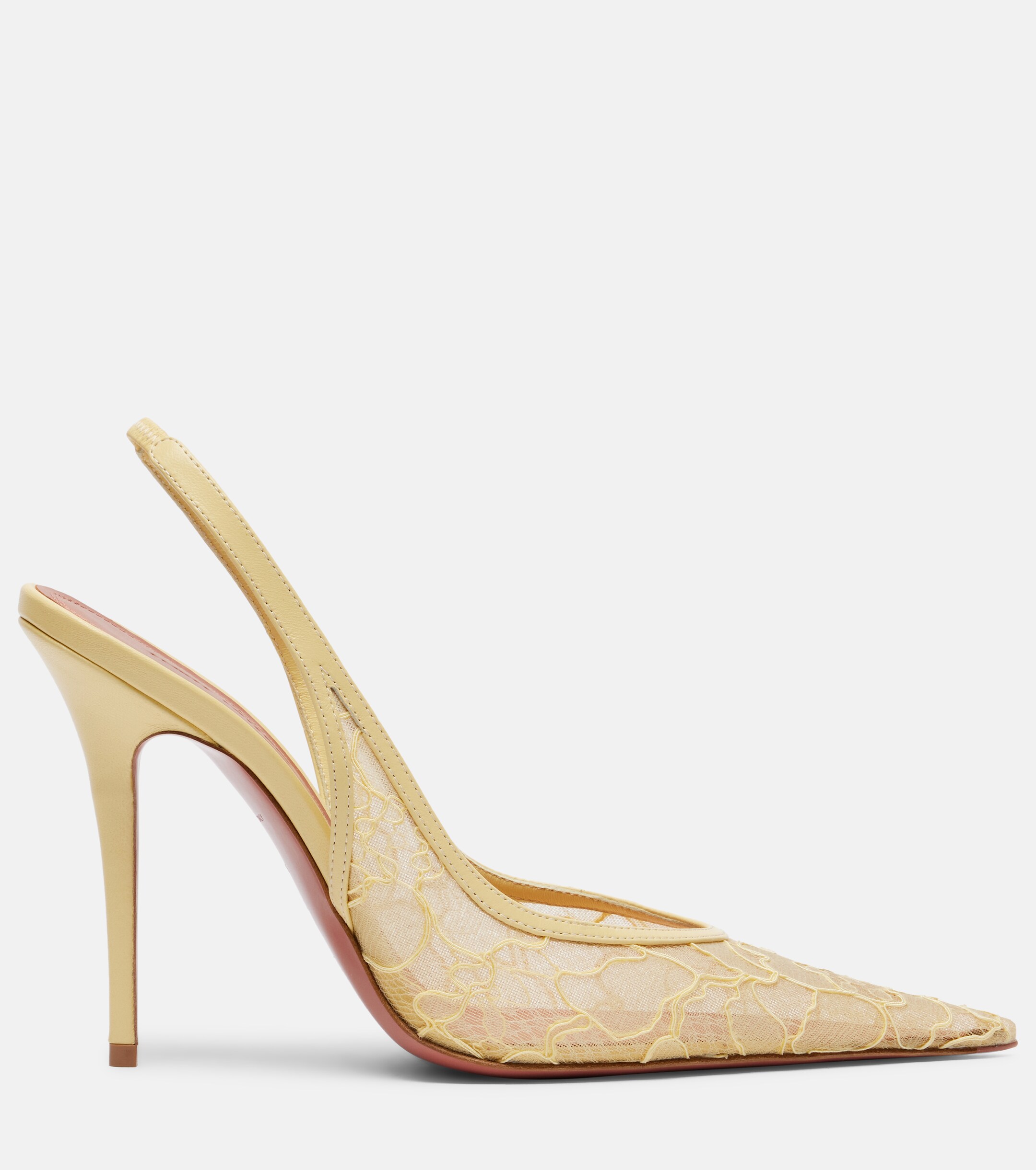 AMINA MUADDI Amina Muaddi Anok leather-trimmed lace slingback pumps
