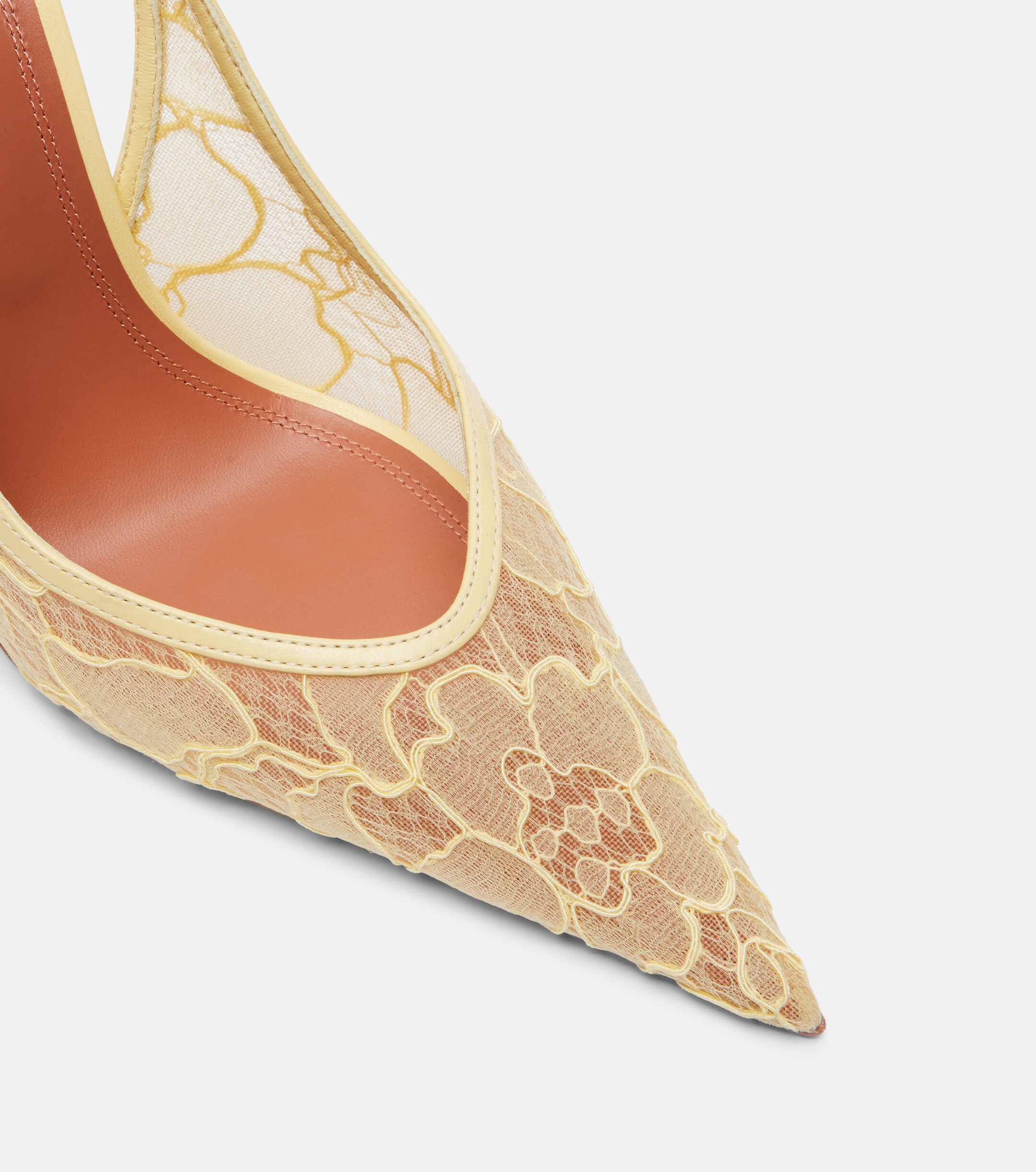AMINA MUADDI Amina Muaddi Anok leather-trimmed lace slingback pumps