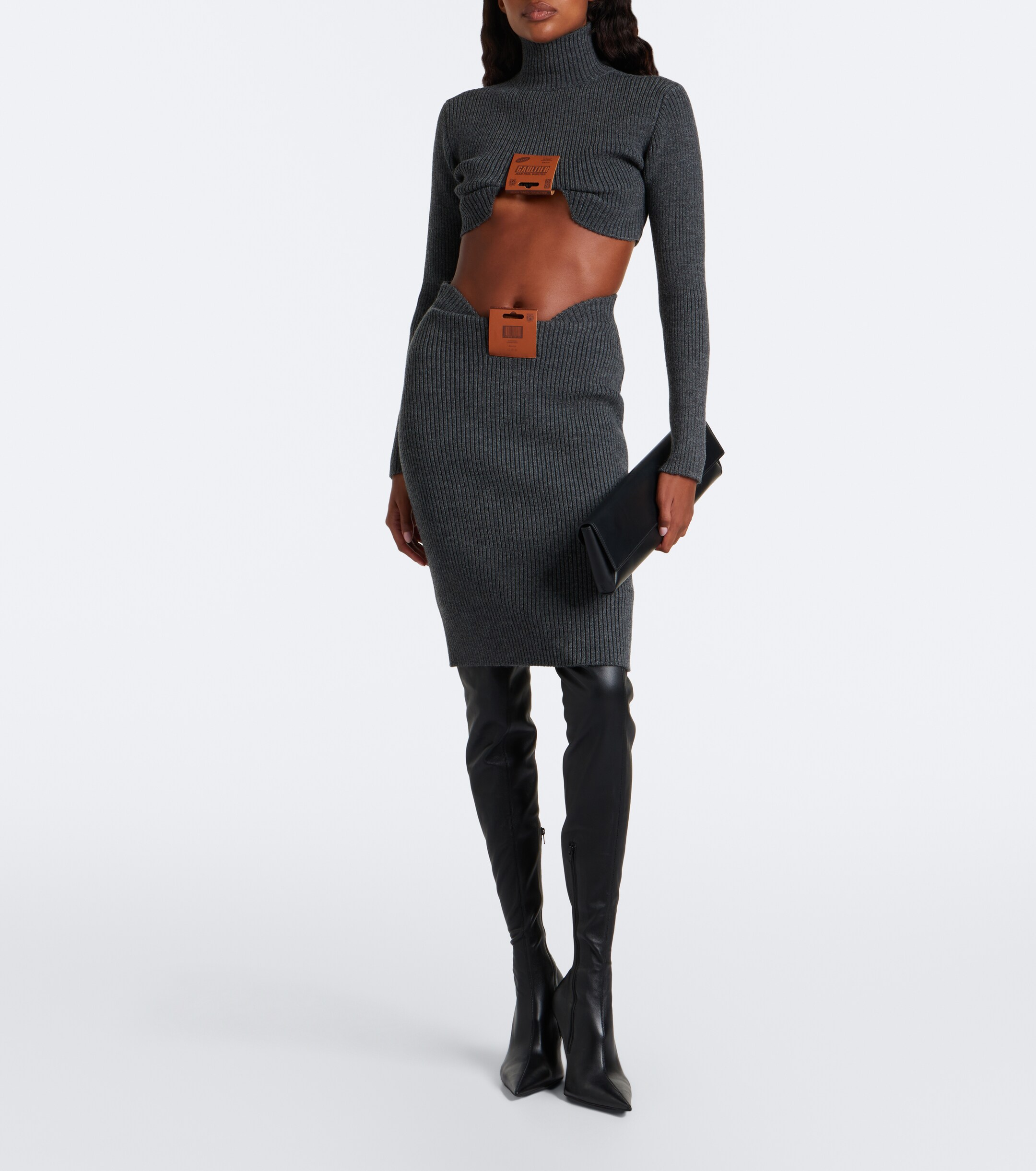 Jean Paul Gaultier Jean Paul Gaultier Cropped wool-blend turtleneck sweater