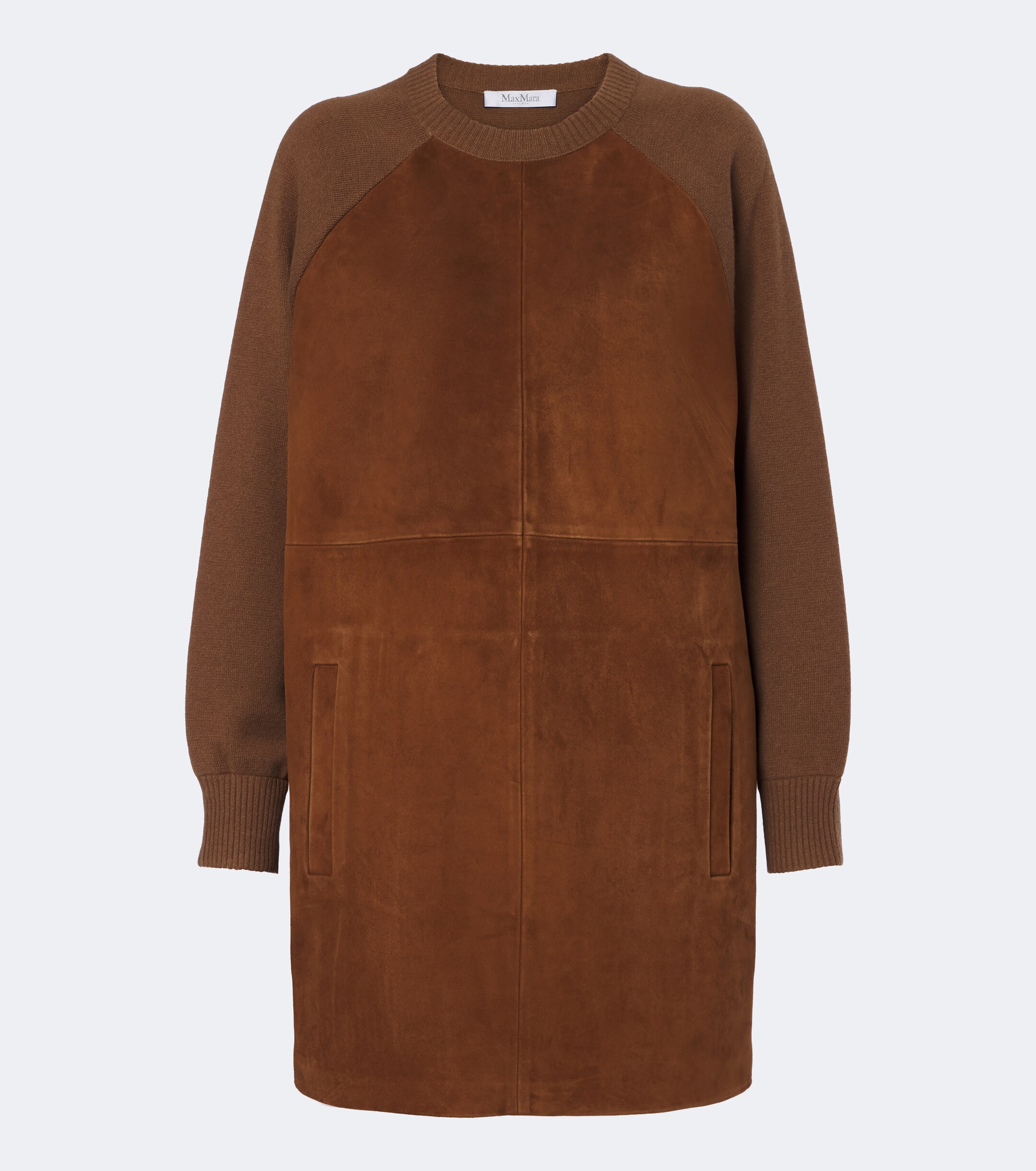 Max Mara Max Mara Leather-trimmed wool and cashmere sweater dress