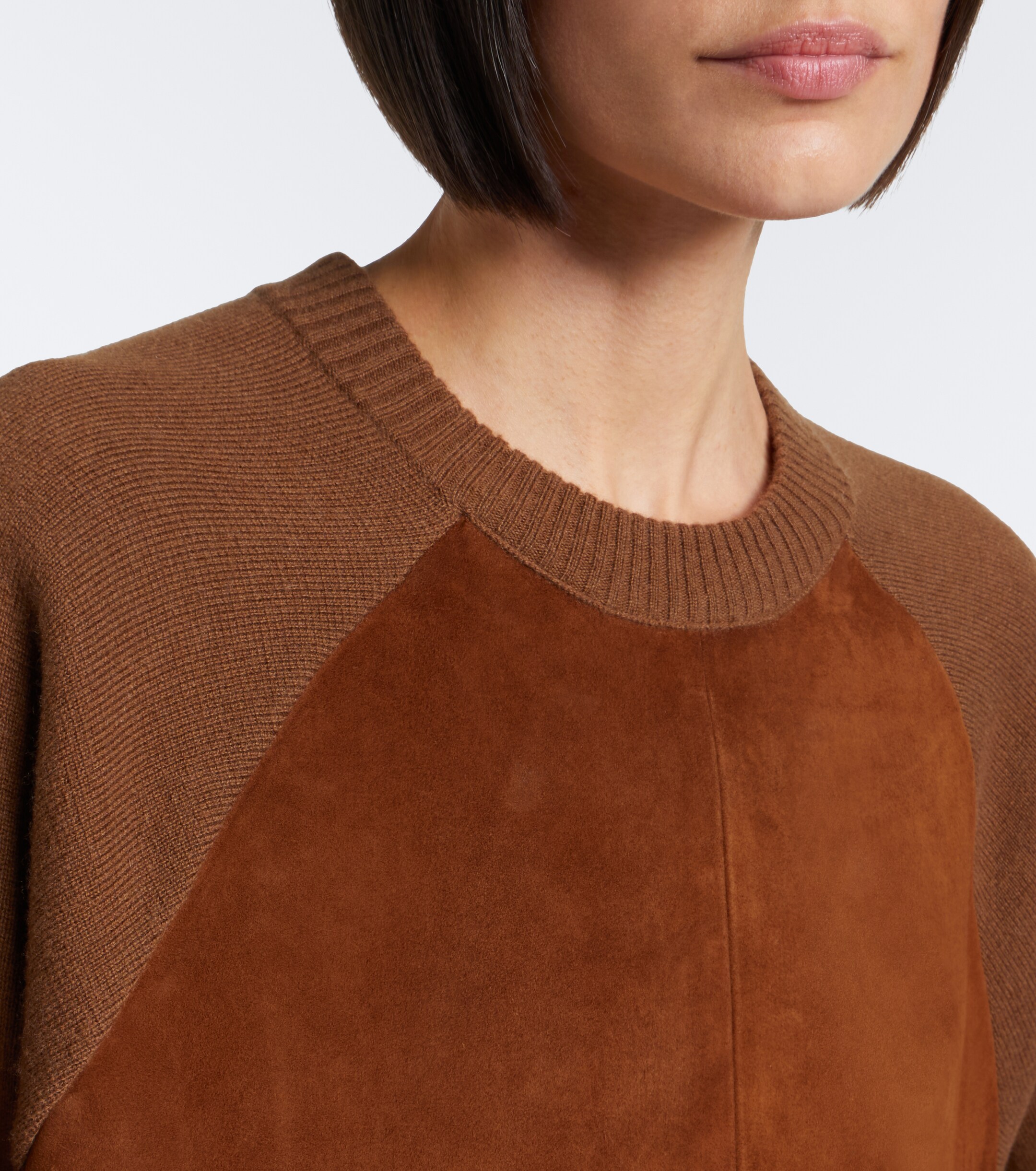 Max Mara Max Mara Leather-trimmed wool and cashmere sweater dress