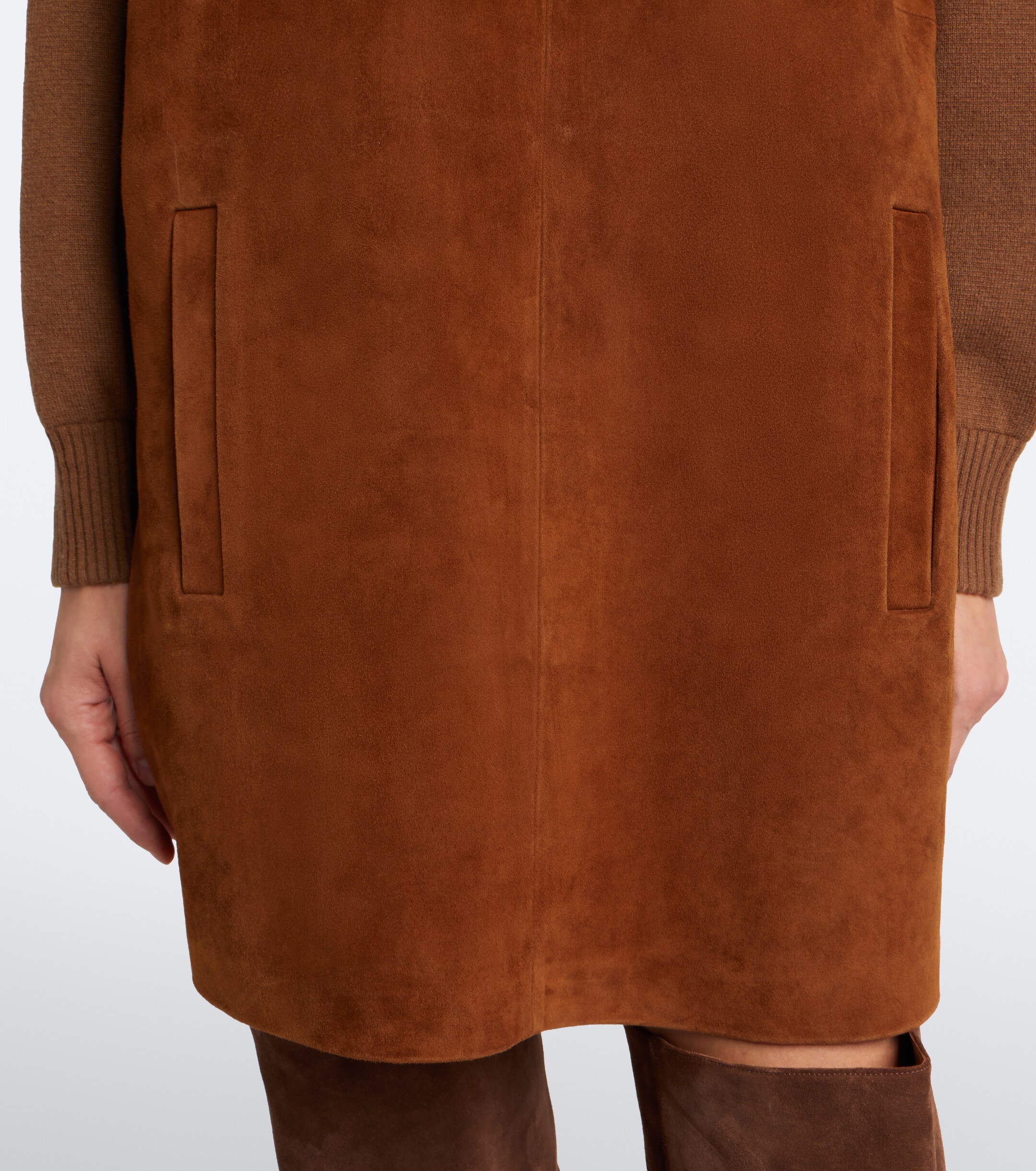 Max Mara Max Mara Leather-trimmed wool and cashmere sweater dress