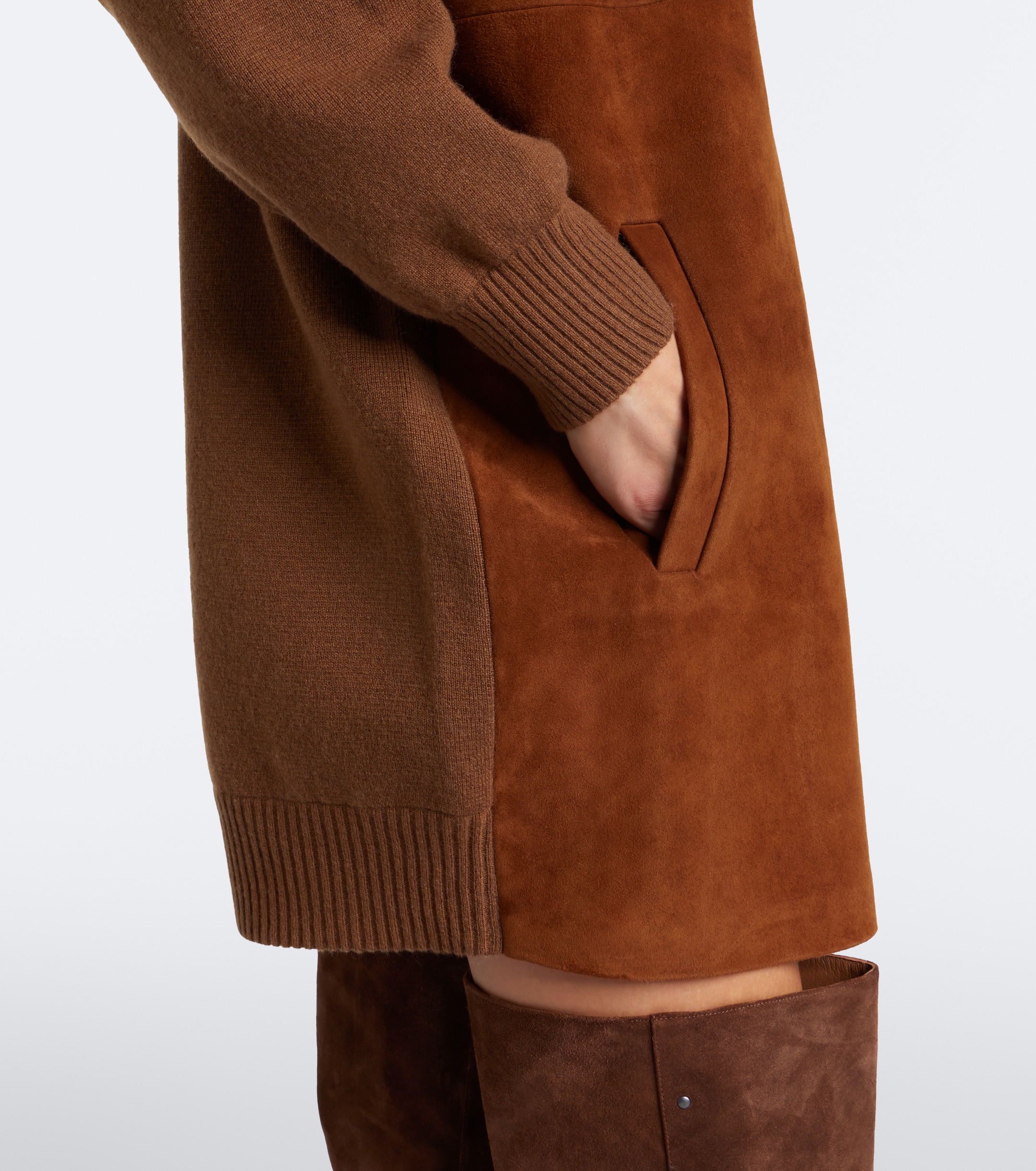 Max Mara Max Mara Leather-trimmed wool and cashmere sweater dress