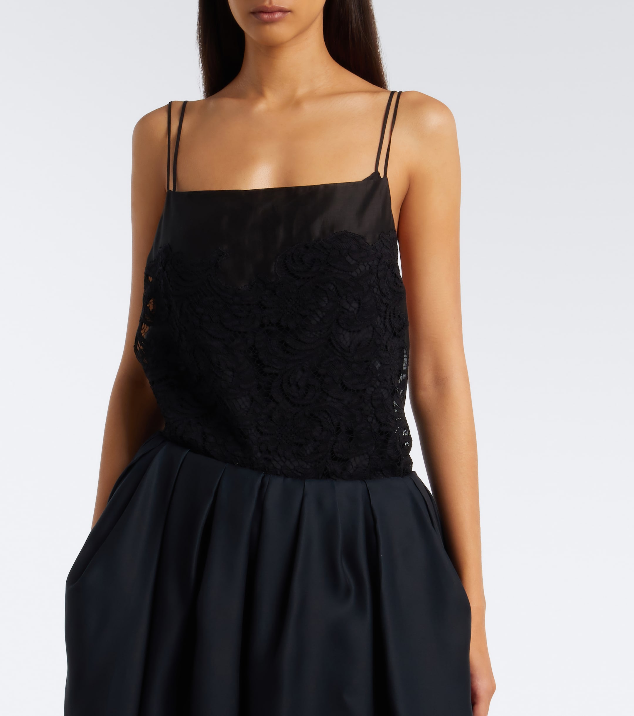 KHAITE Khaite Neema silk voile and lace top