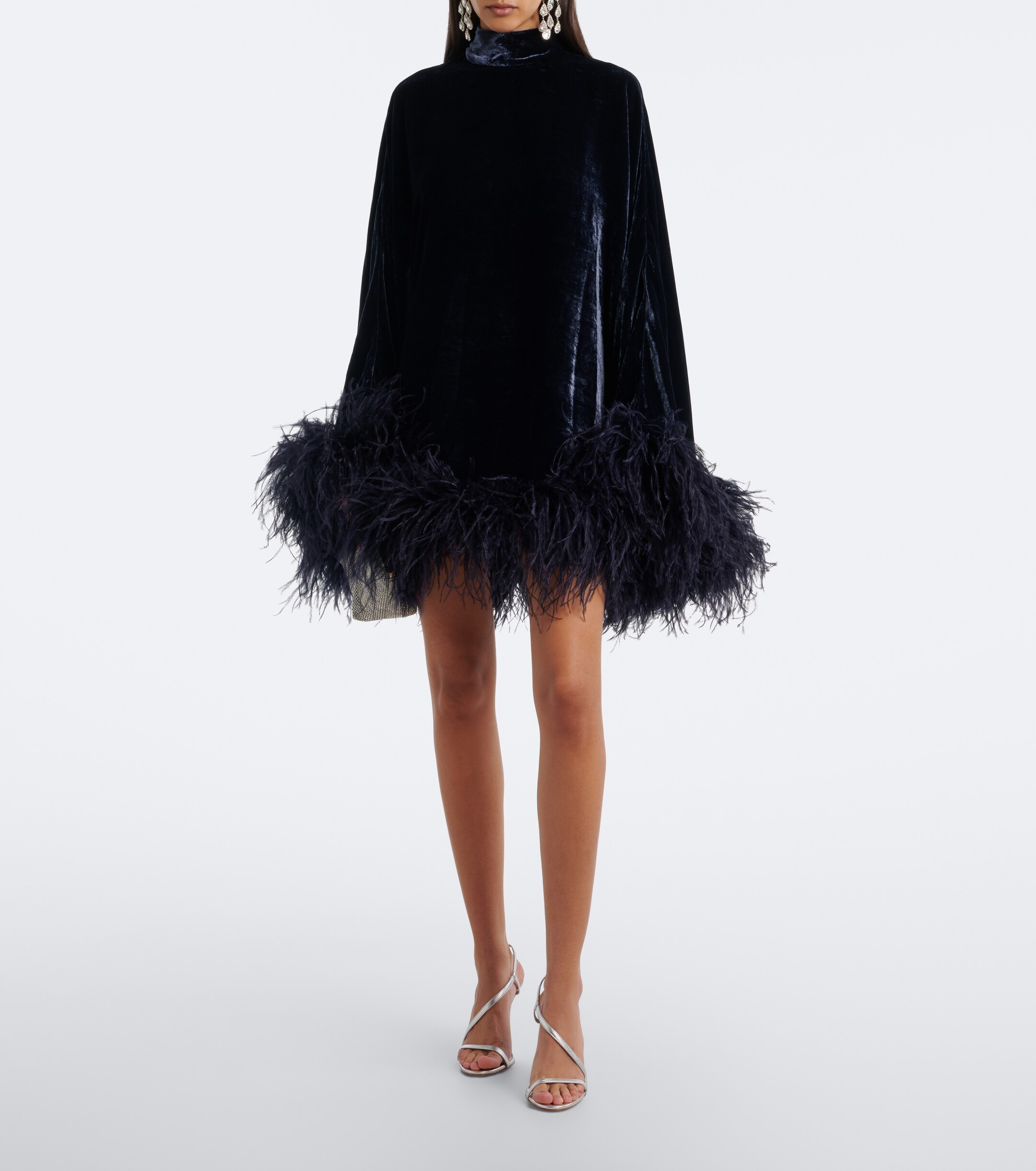 Taller Marmo Taller Marmo Vegas feather-trimmed velvet minidress