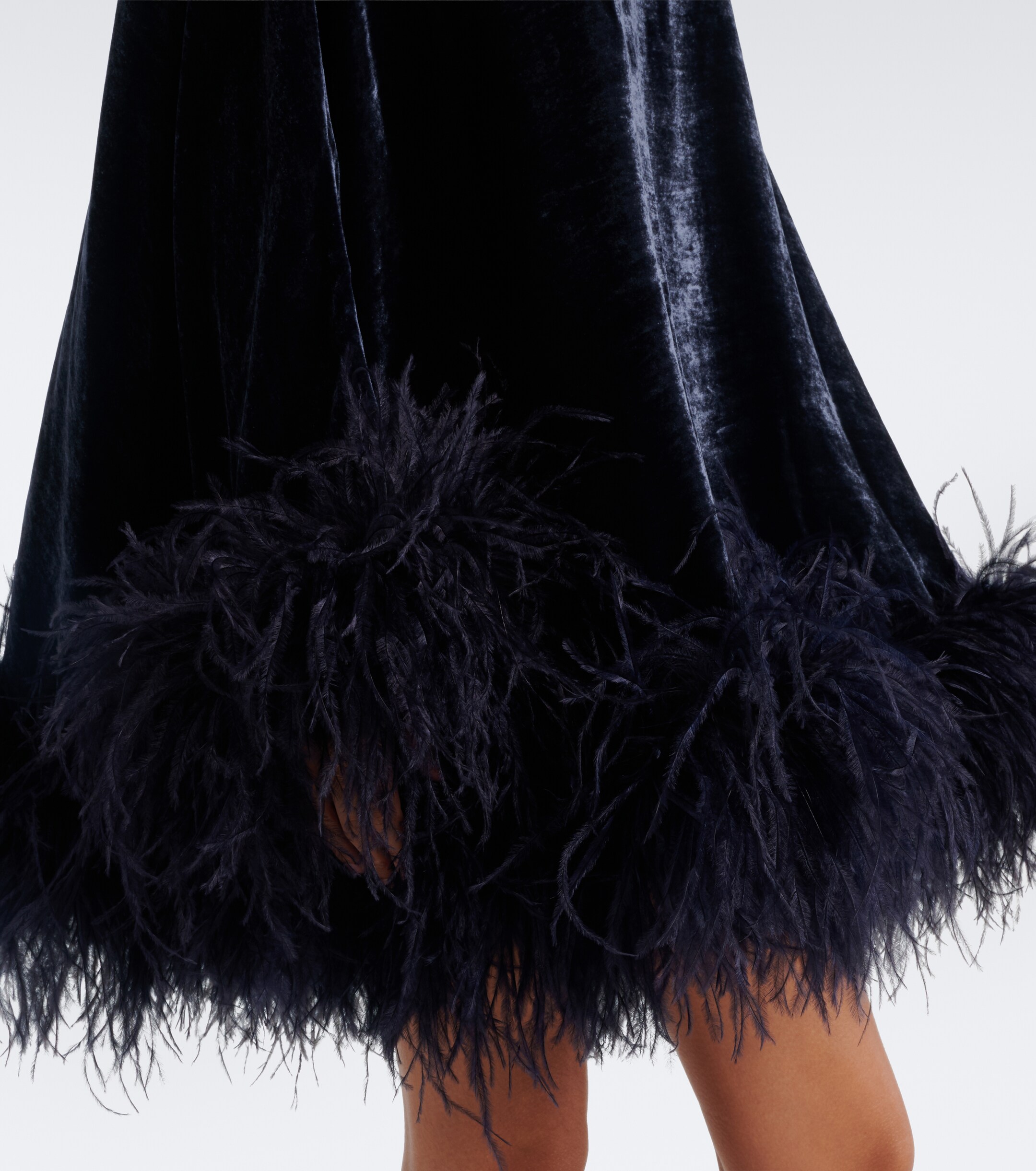 Taller Marmo Taller Marmo Vegas feather-trimmed velvet minidress