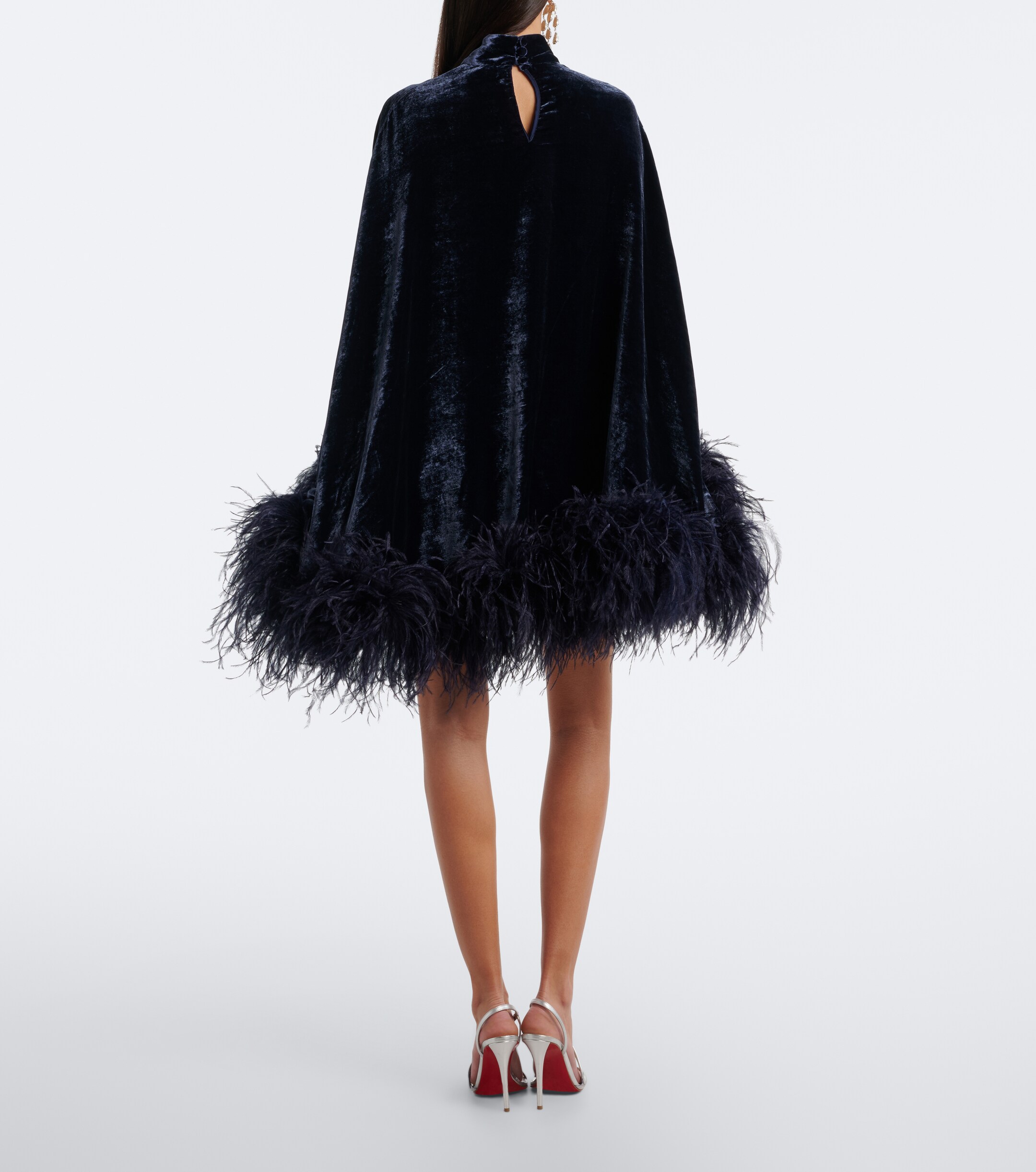 Taller Marmo Taller Marmo Vegas feather-trimmed velvet minidress