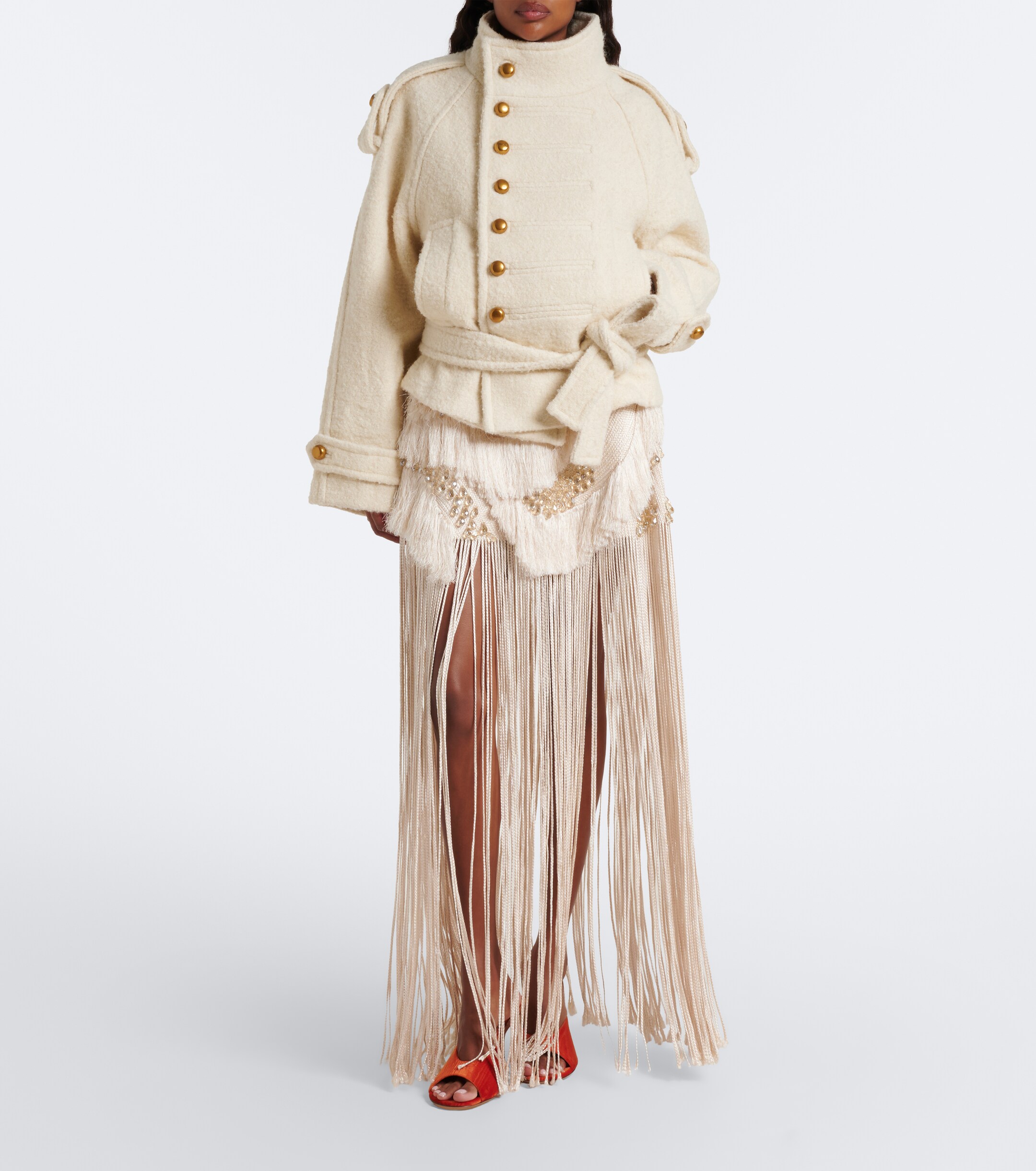 Xu Zhi Xu Zhi Braided embellished fringed miniskirt