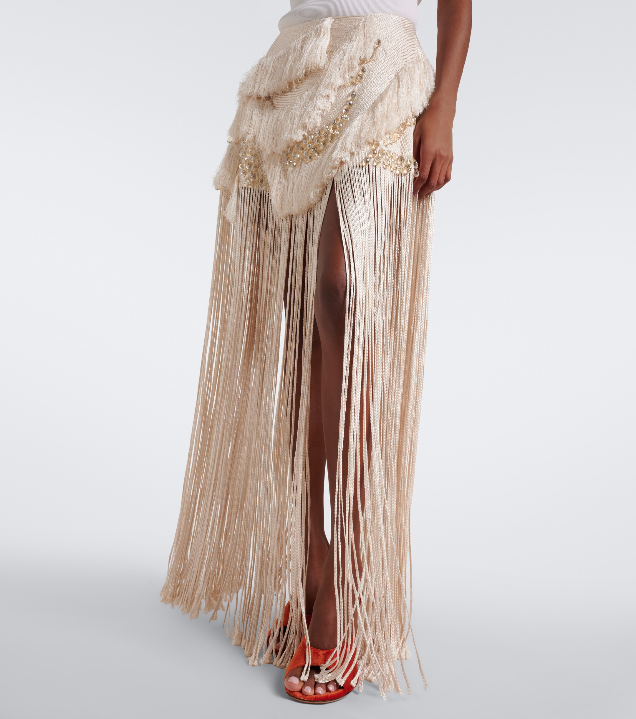 Xu Zhi Xu Zhi Braided embellished fringed miniskirt