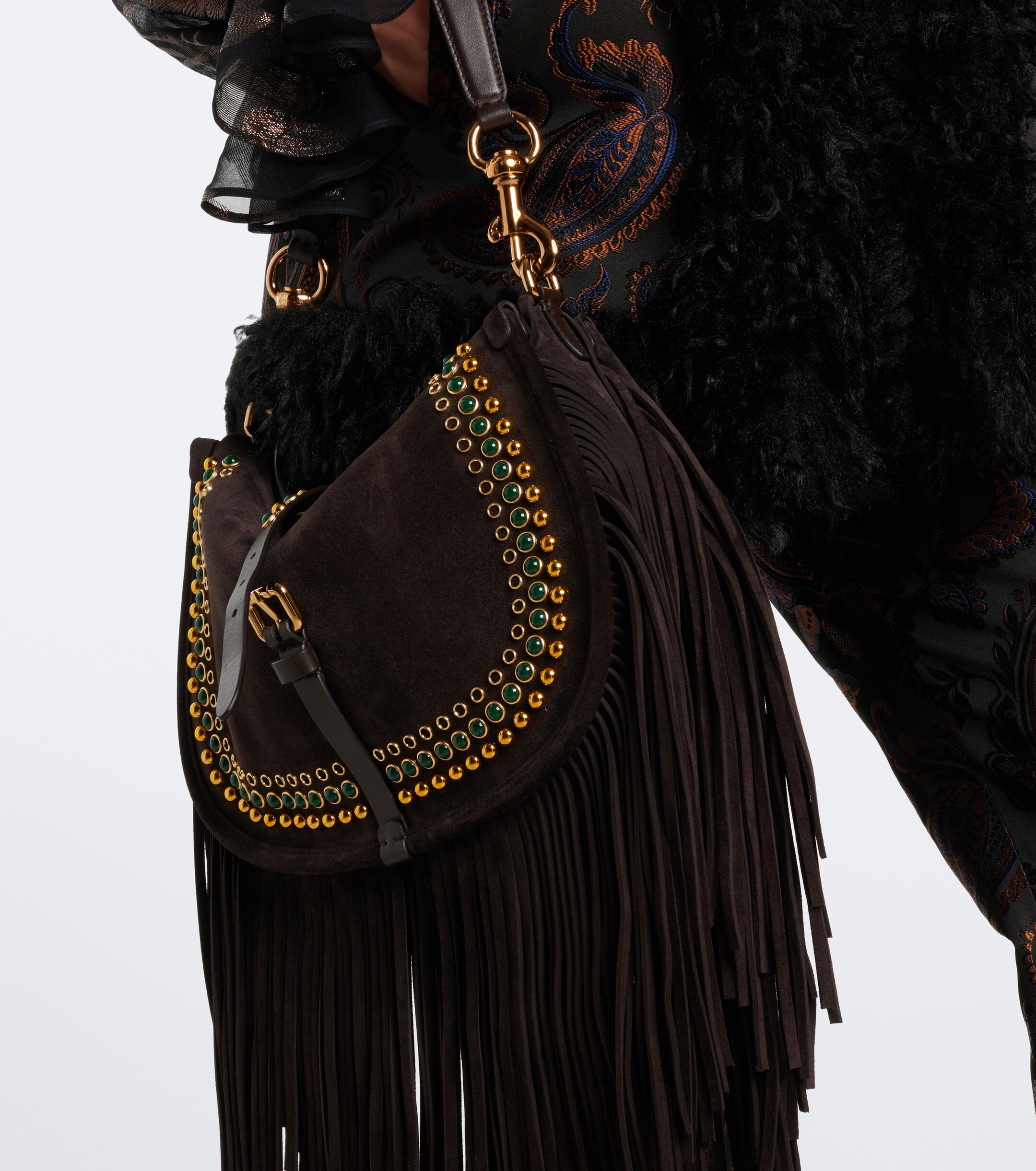 Etro Etro Pony Medium studded suede shoulder bag