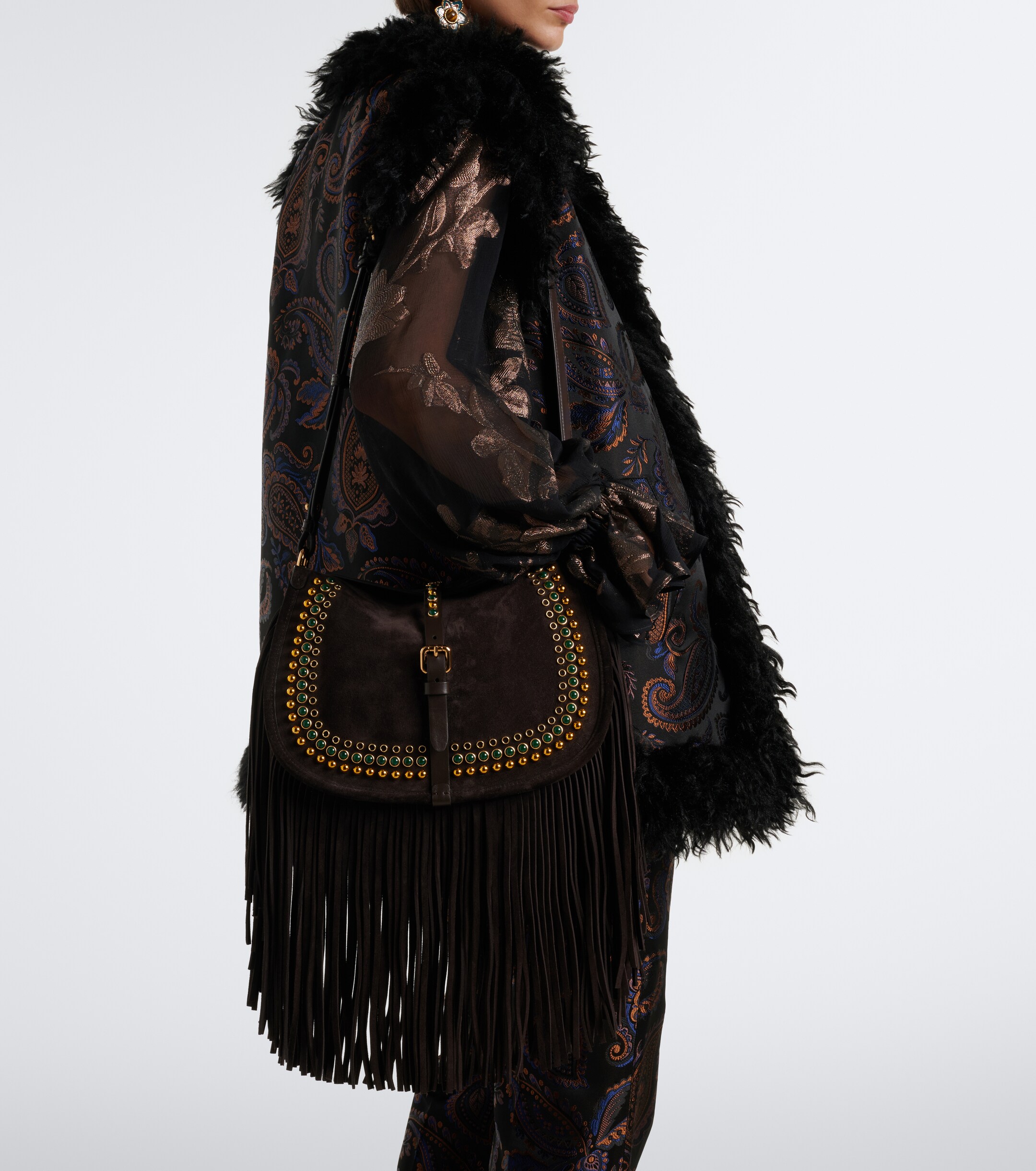 Etro Etro Pony Medium studded suede shoulder bag