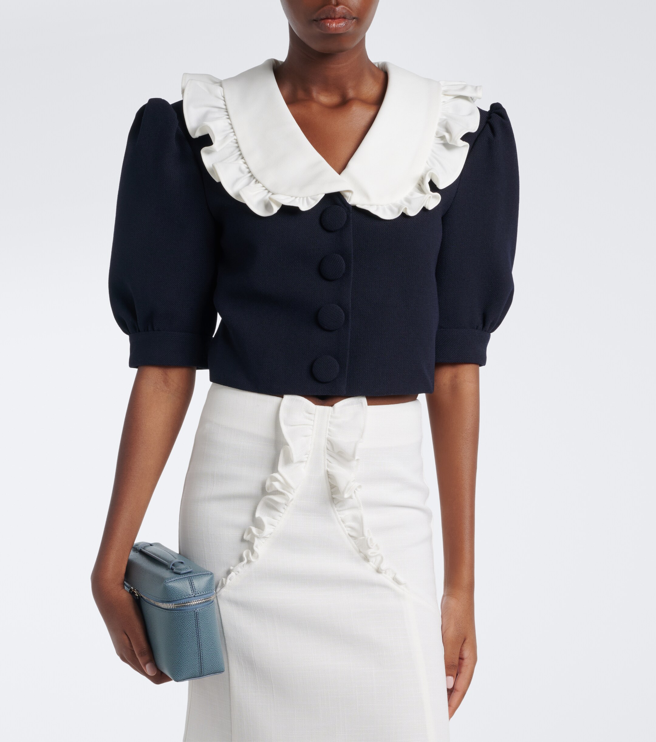 SHUSHU/TONG Shushu/Tong Cropped ruffled puff-sleeve wool jacket