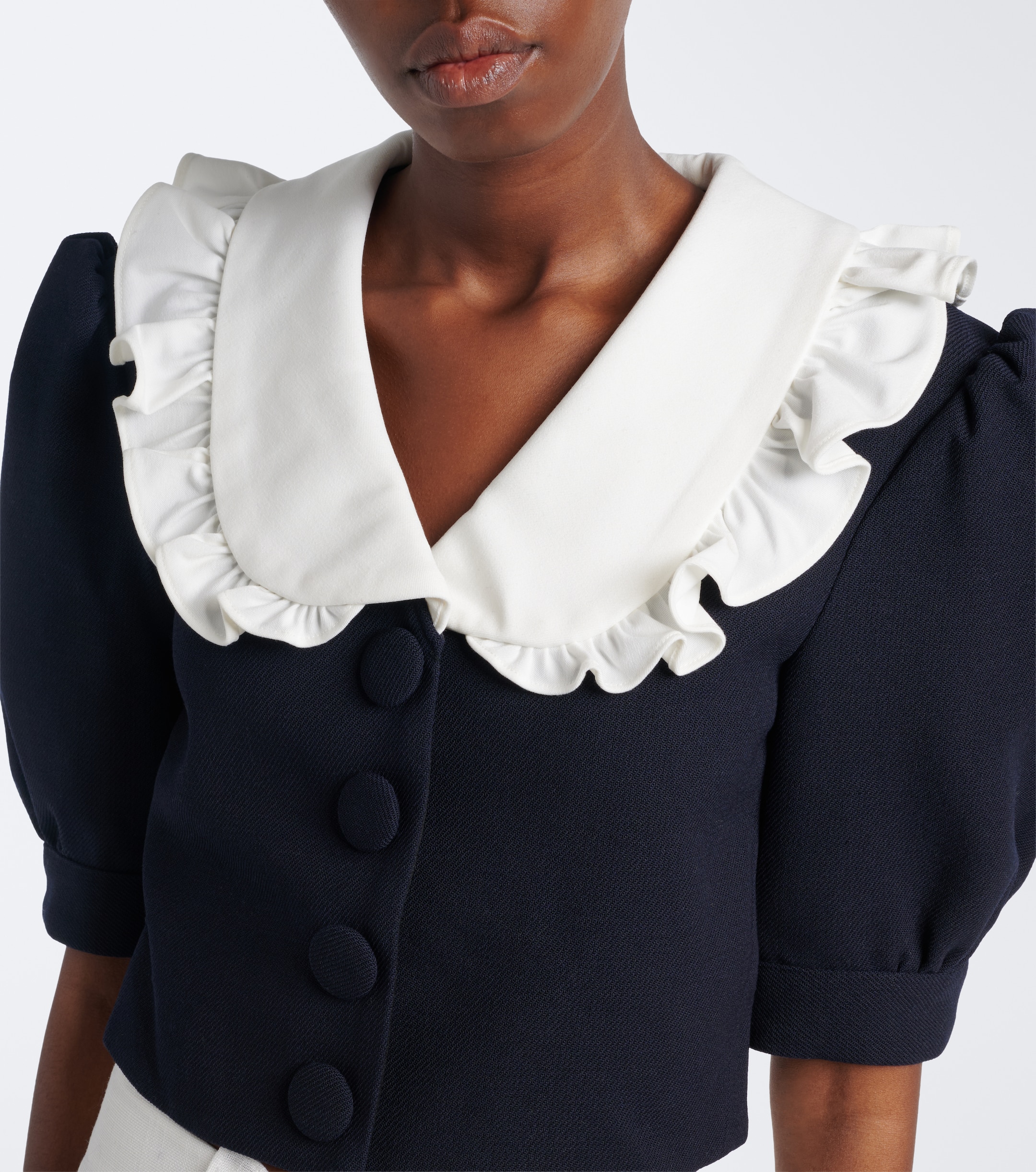 SHUSHU/TONG Shushu/Tong Cropped ruffled puff-sleeve wool jacket