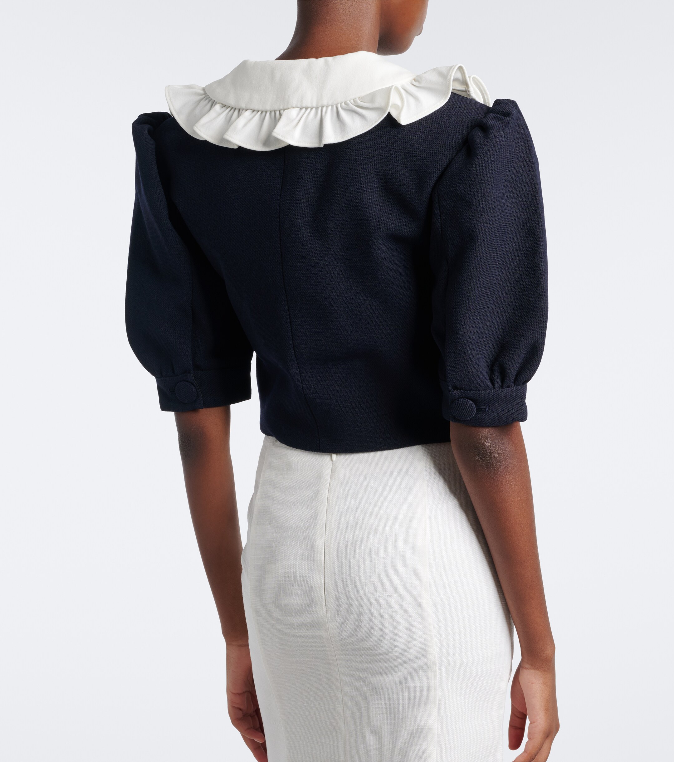 SHUSHU/TONG Shushu/Tong Cropped ruffled puff-sleeve wool jacket