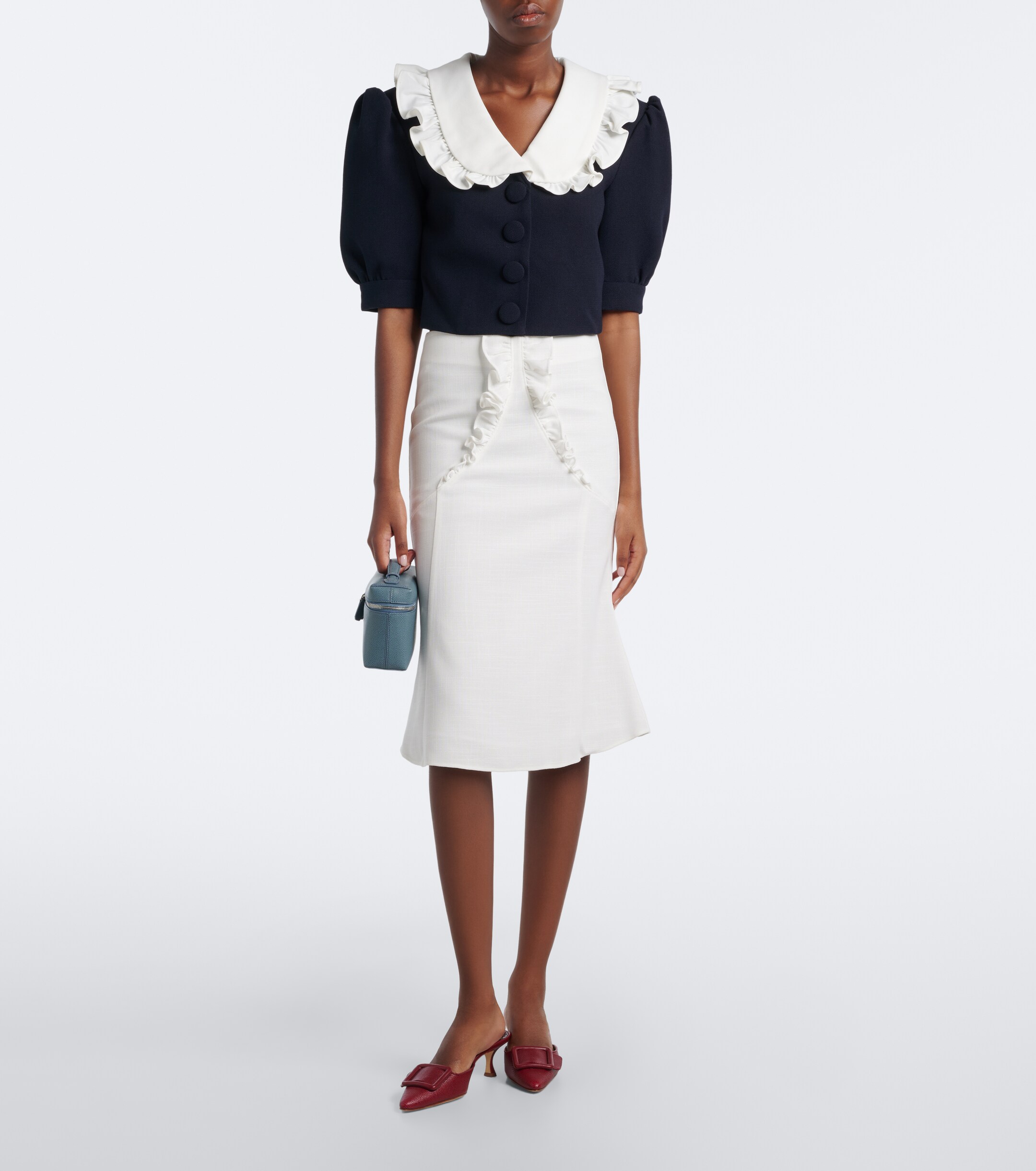 SHUSHU/TONG Shushu/Tong Cropped ruffled puff-sleeve wool jacket