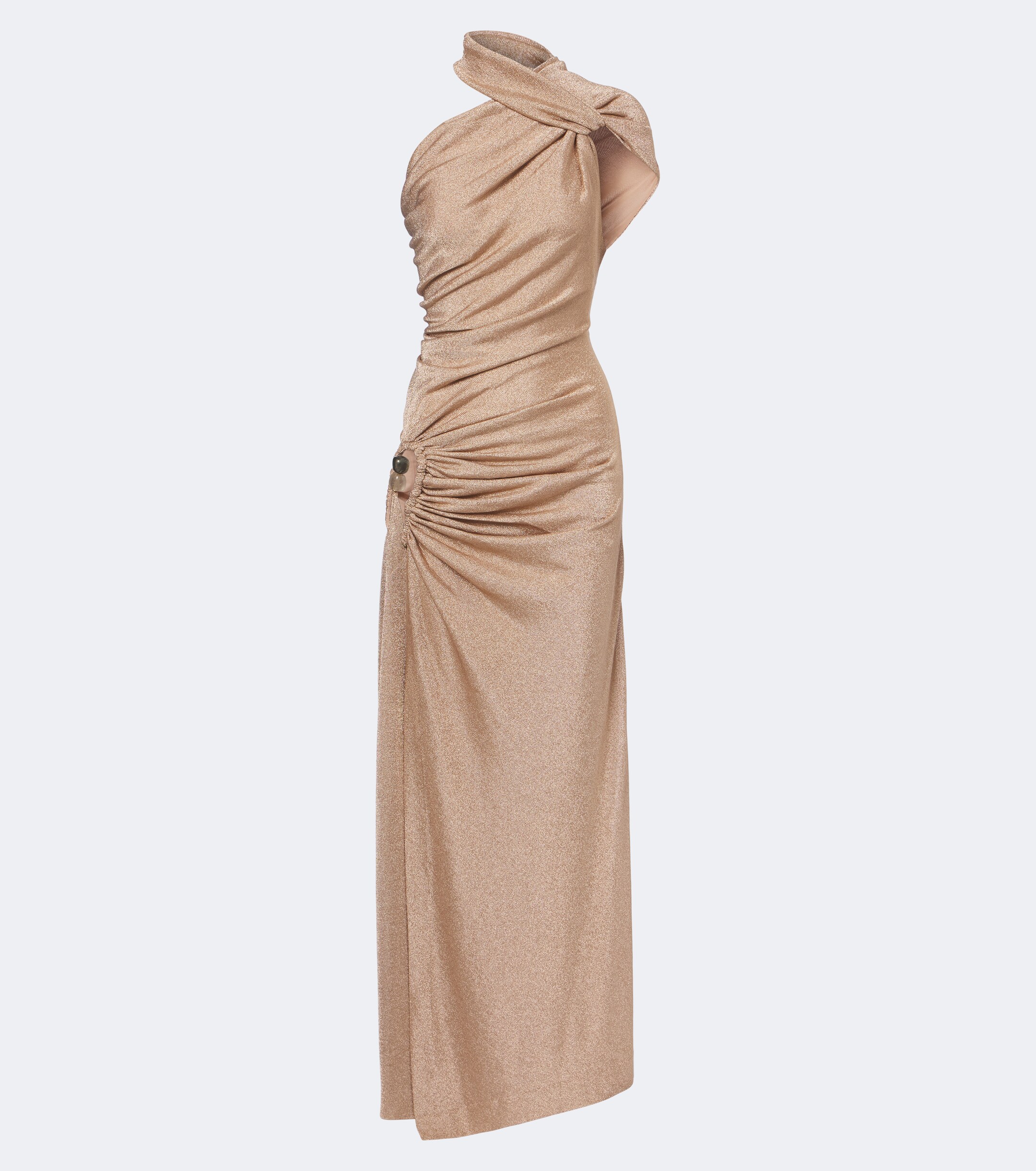 Christopher Esber Christopher Esber Embellished one-shoulder jersey lamé gown