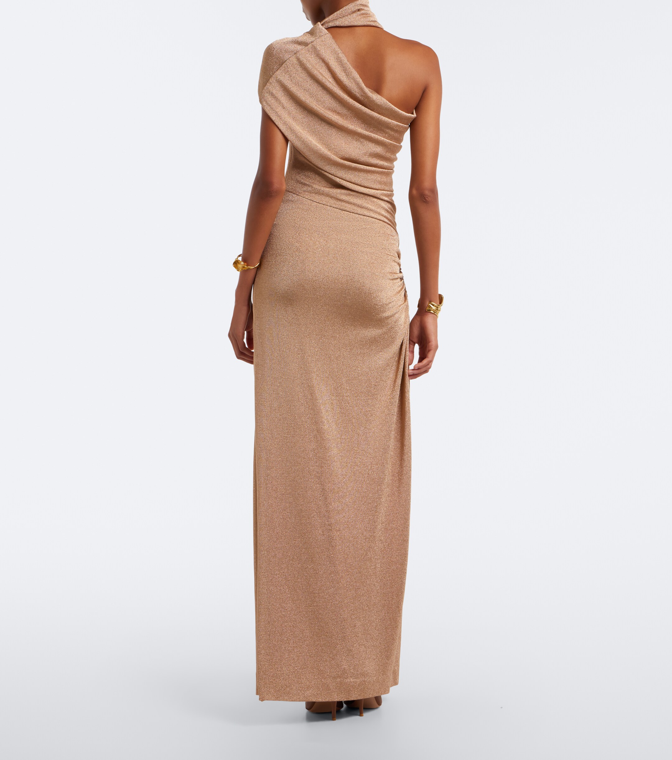 Christopher Esber Christopher Esber Embellished one-shoulder jersey lamé gown