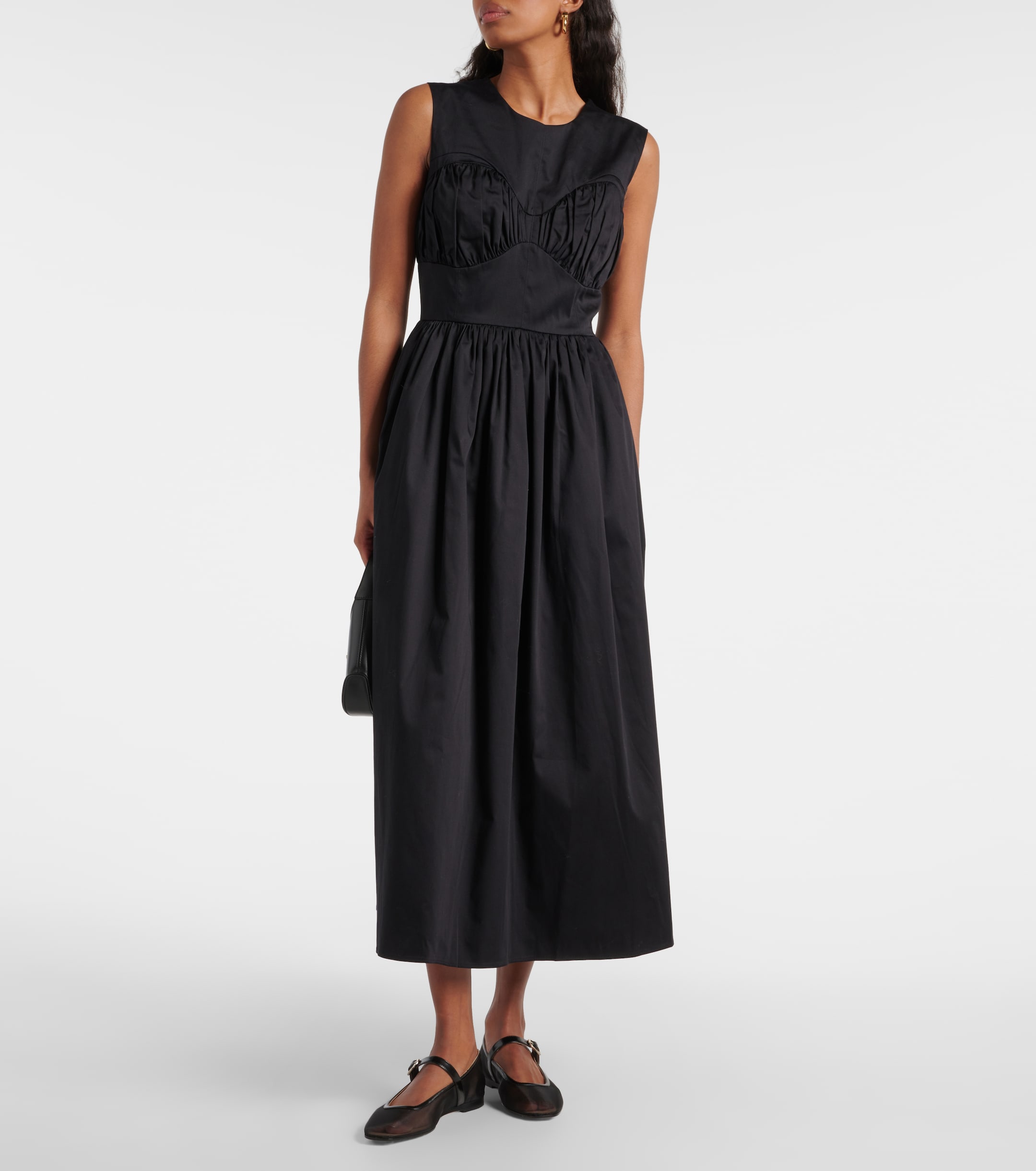 TOVE Delphine gathered cotton-blend midi dress