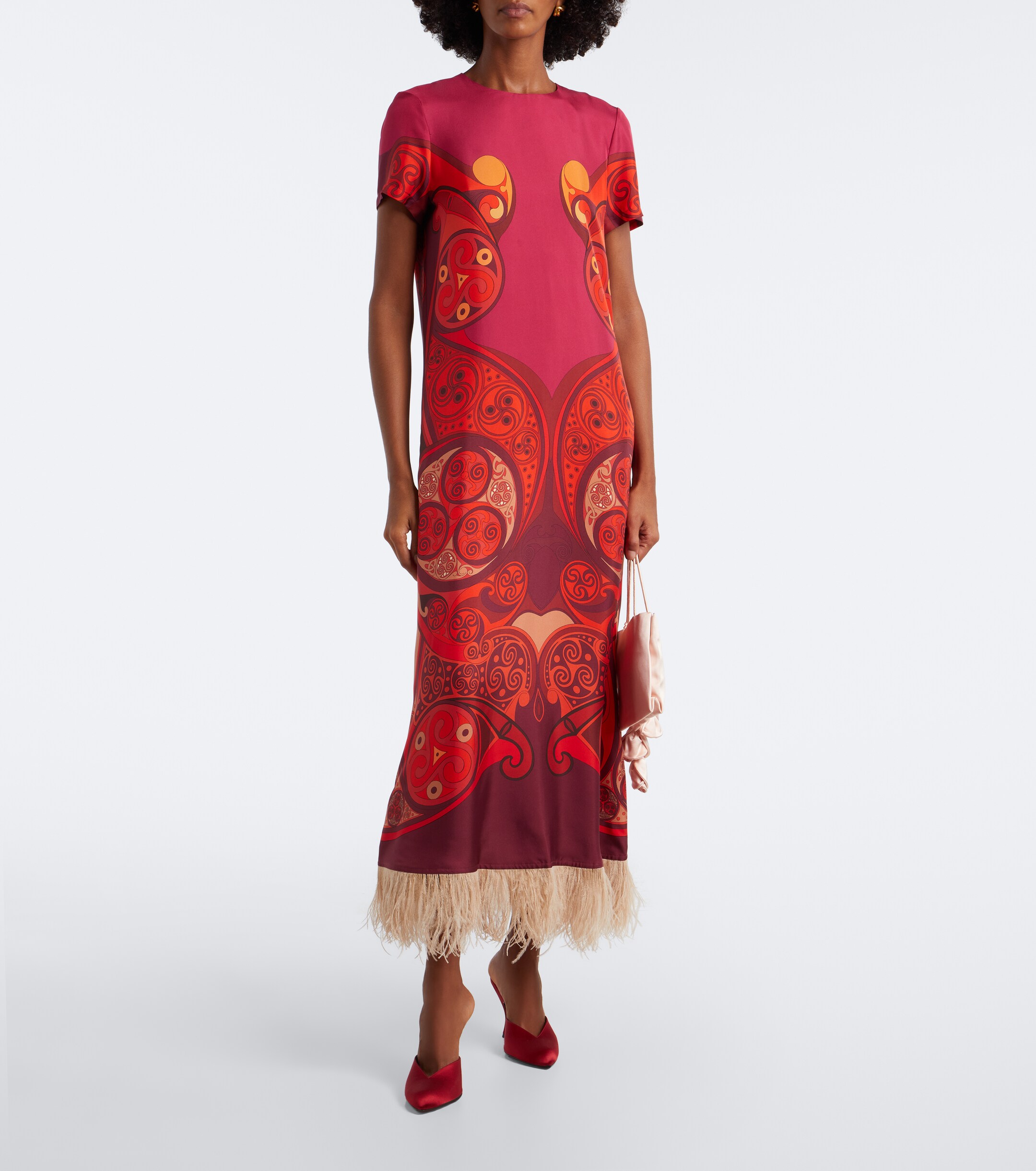 La DoubleJ La DoubleJ Swing fringed printed silk twill maxi dress
