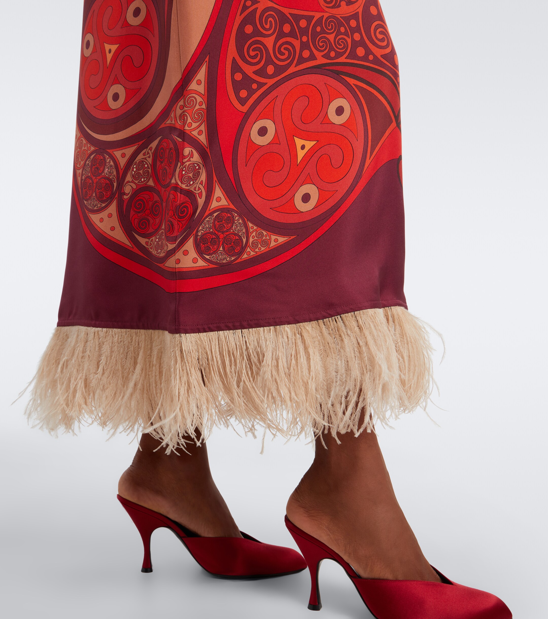 La DoubleJ La DoubleJ Swing fringed printed silk twill maxi dress