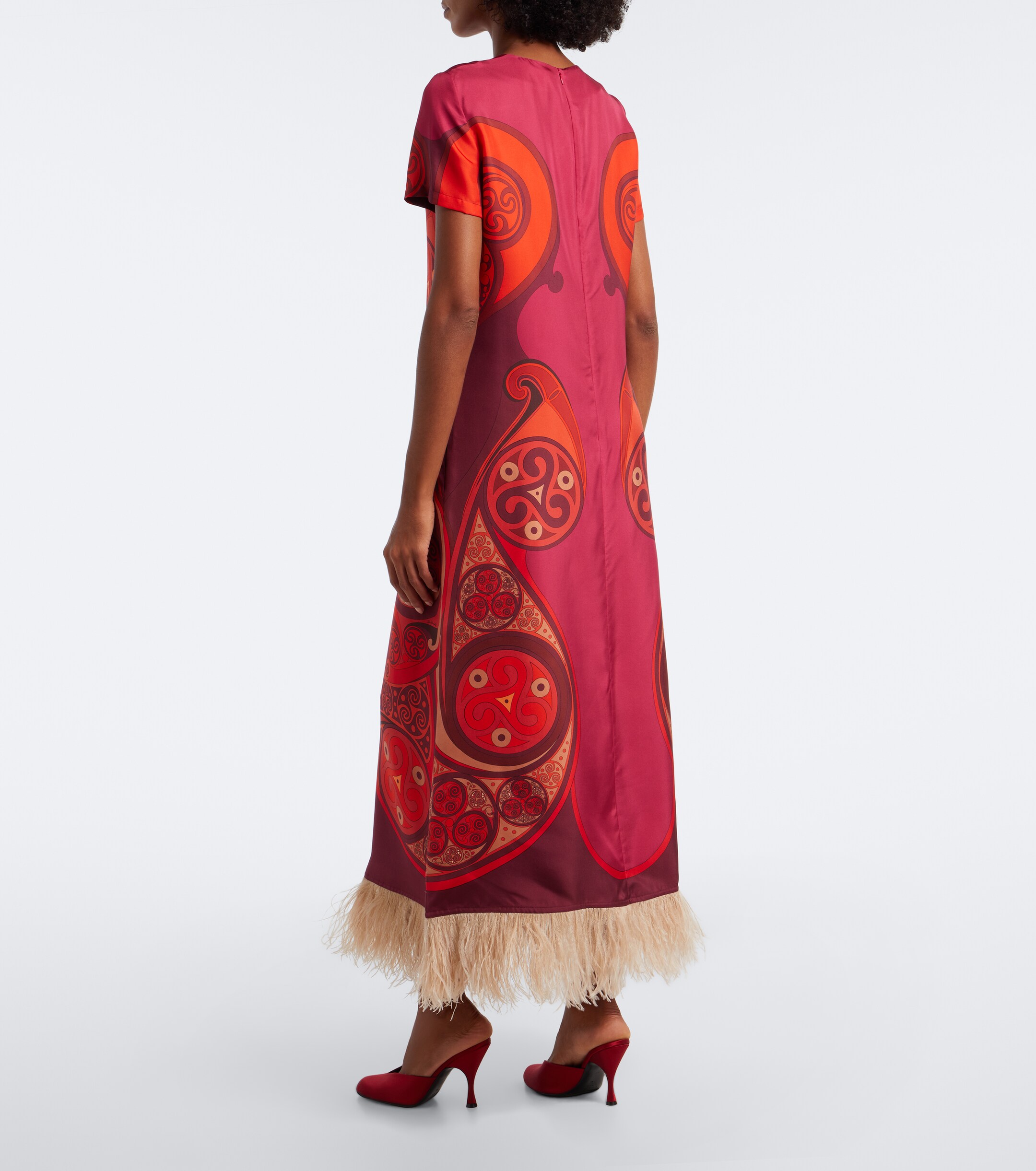La DoubleJ La DoubleJ Swing fringed printed silk twill maxi dress