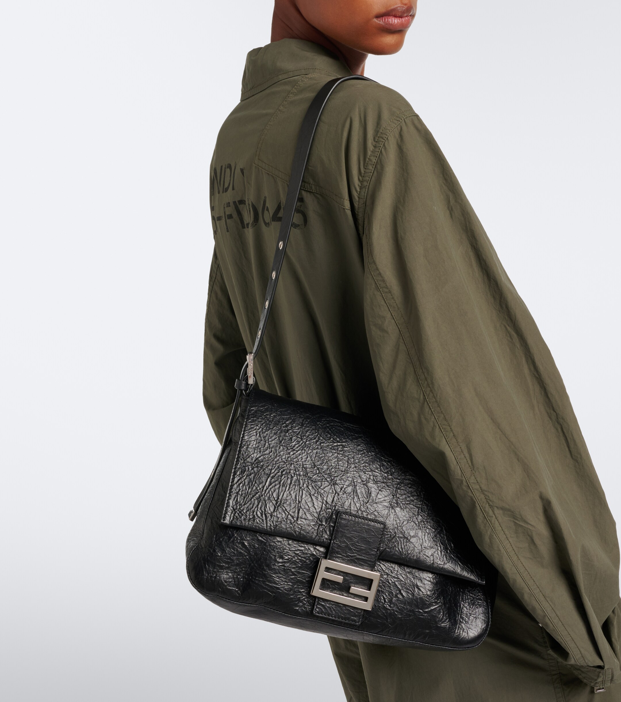 Fendi Fendi Baguette Flap Medium leather shoulder bag