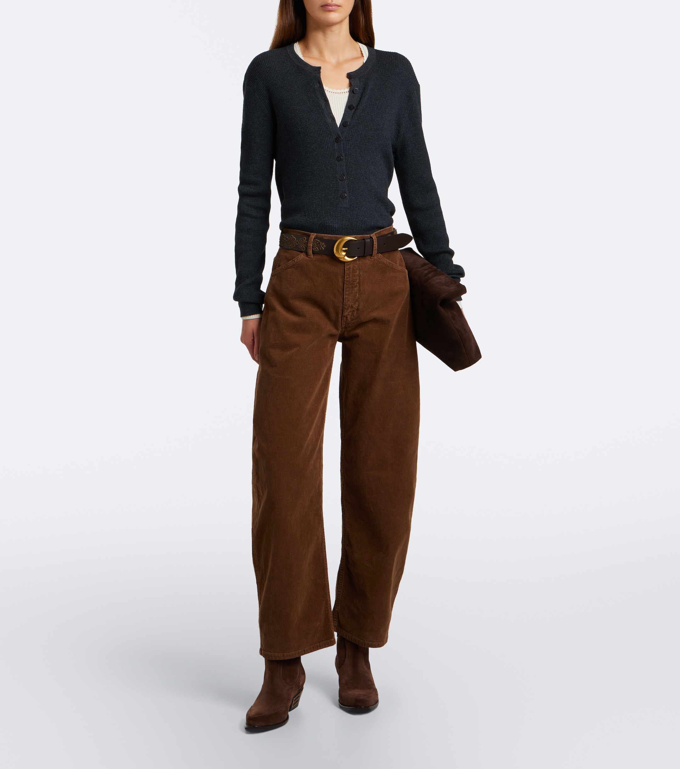 Nili Lotan Nili Lotan Tribeca corduroy barrel-leg pants