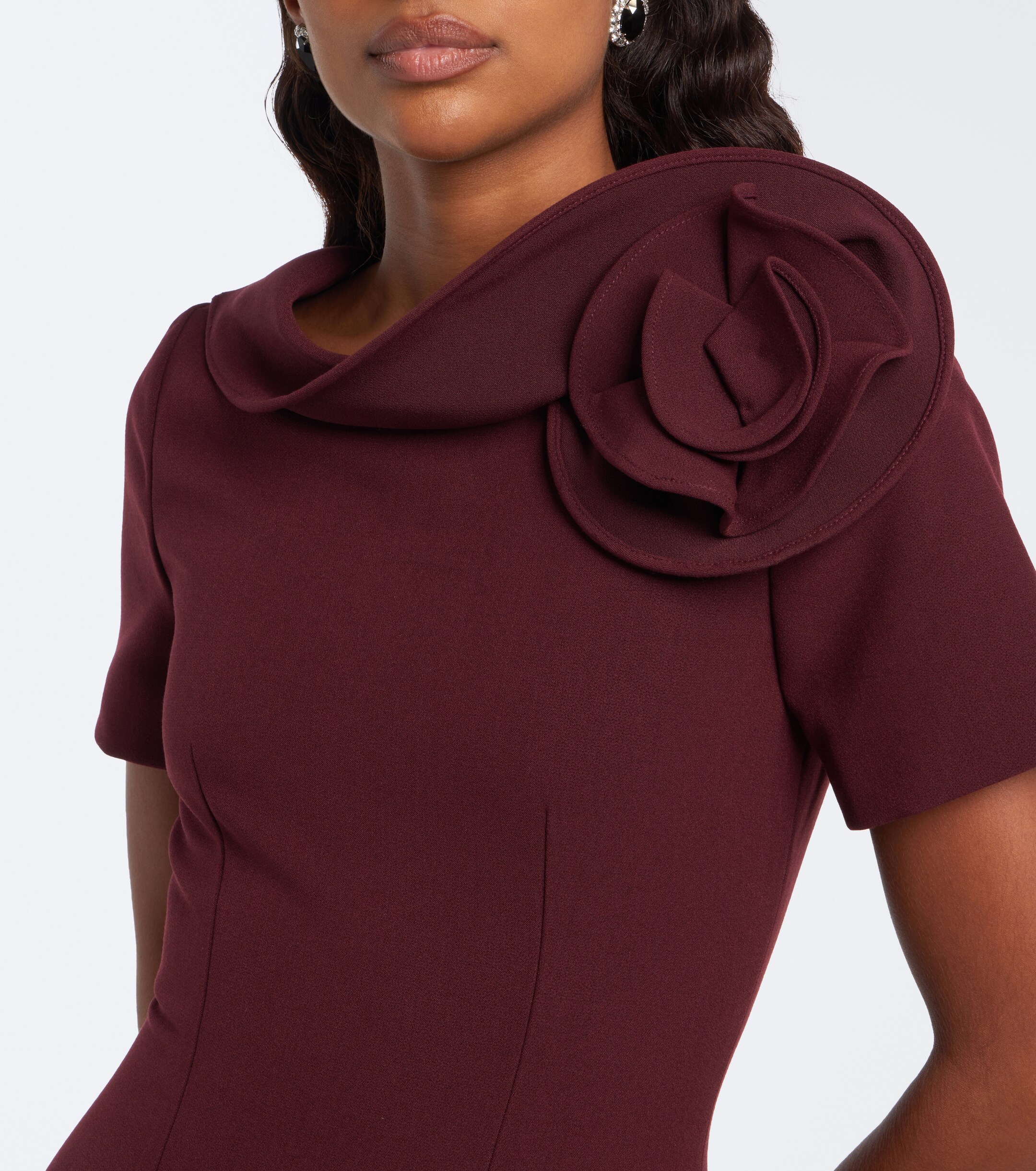 Roland Mouret Roland Mouret Floral-appliqué crêpe midi dress