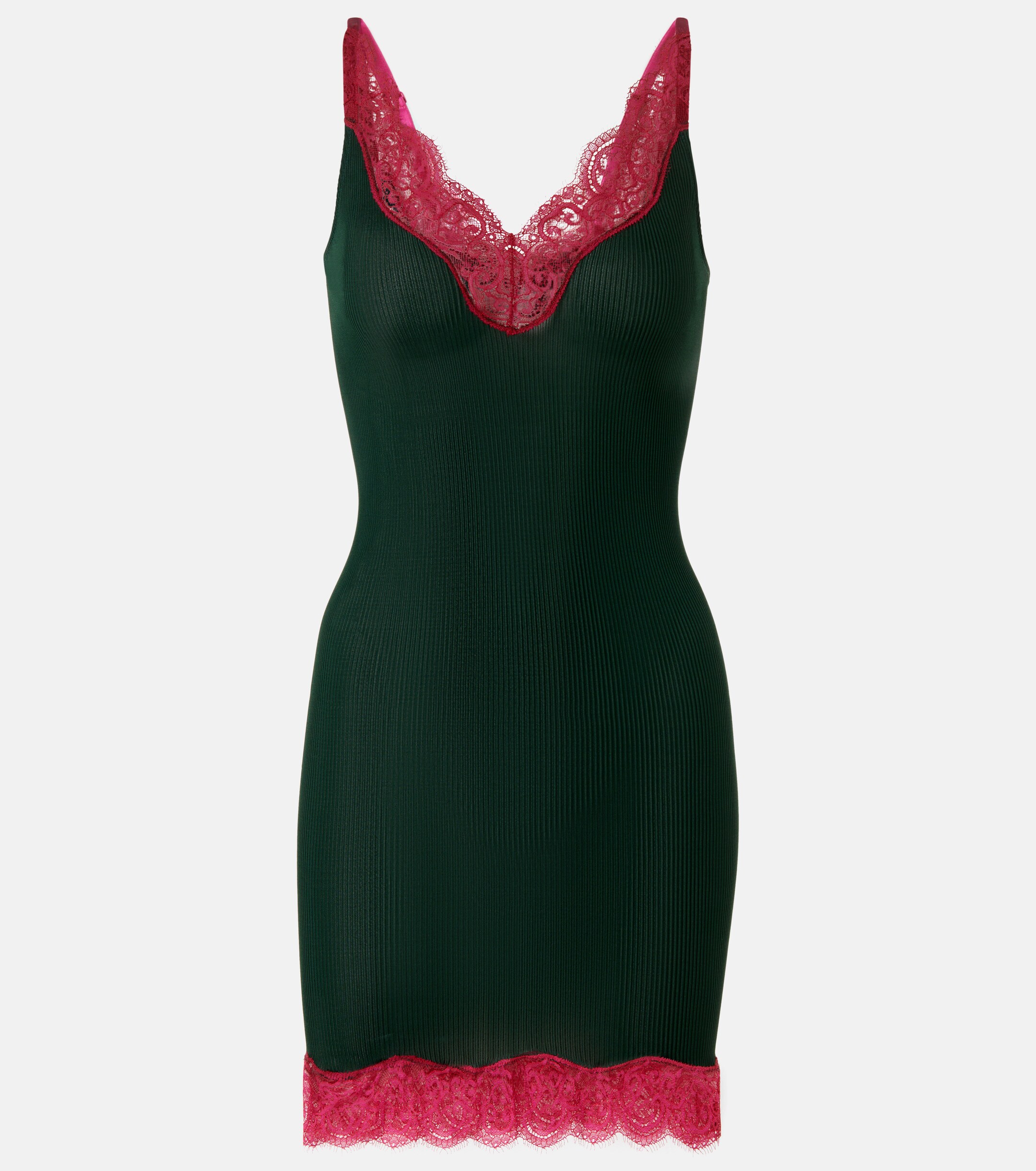 Saint Laurent Lace-trimmed silk jersey slip dress