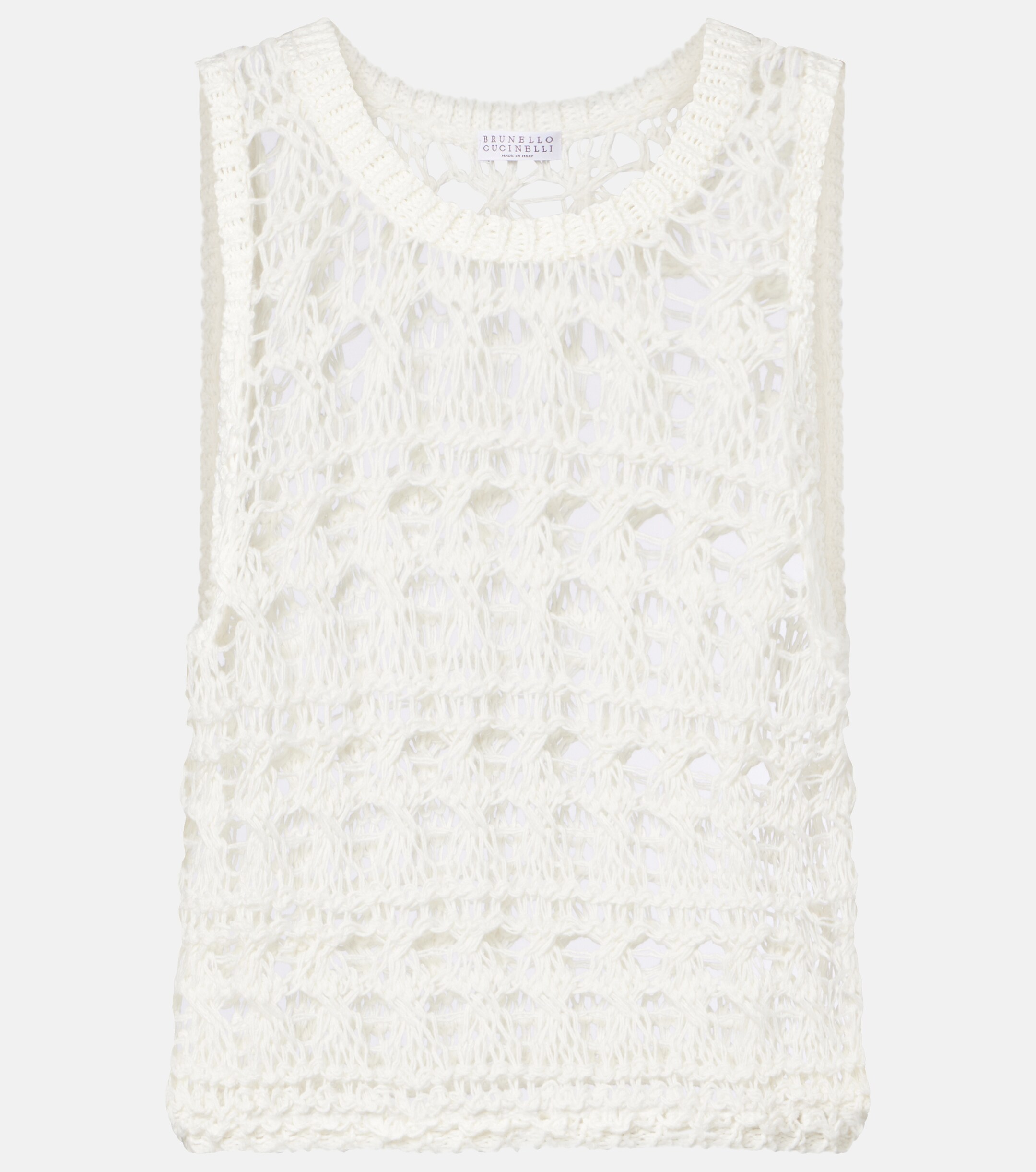 Brunello Cucinelli Brunello Cucinelli Open-knit jute and cotton-blend top