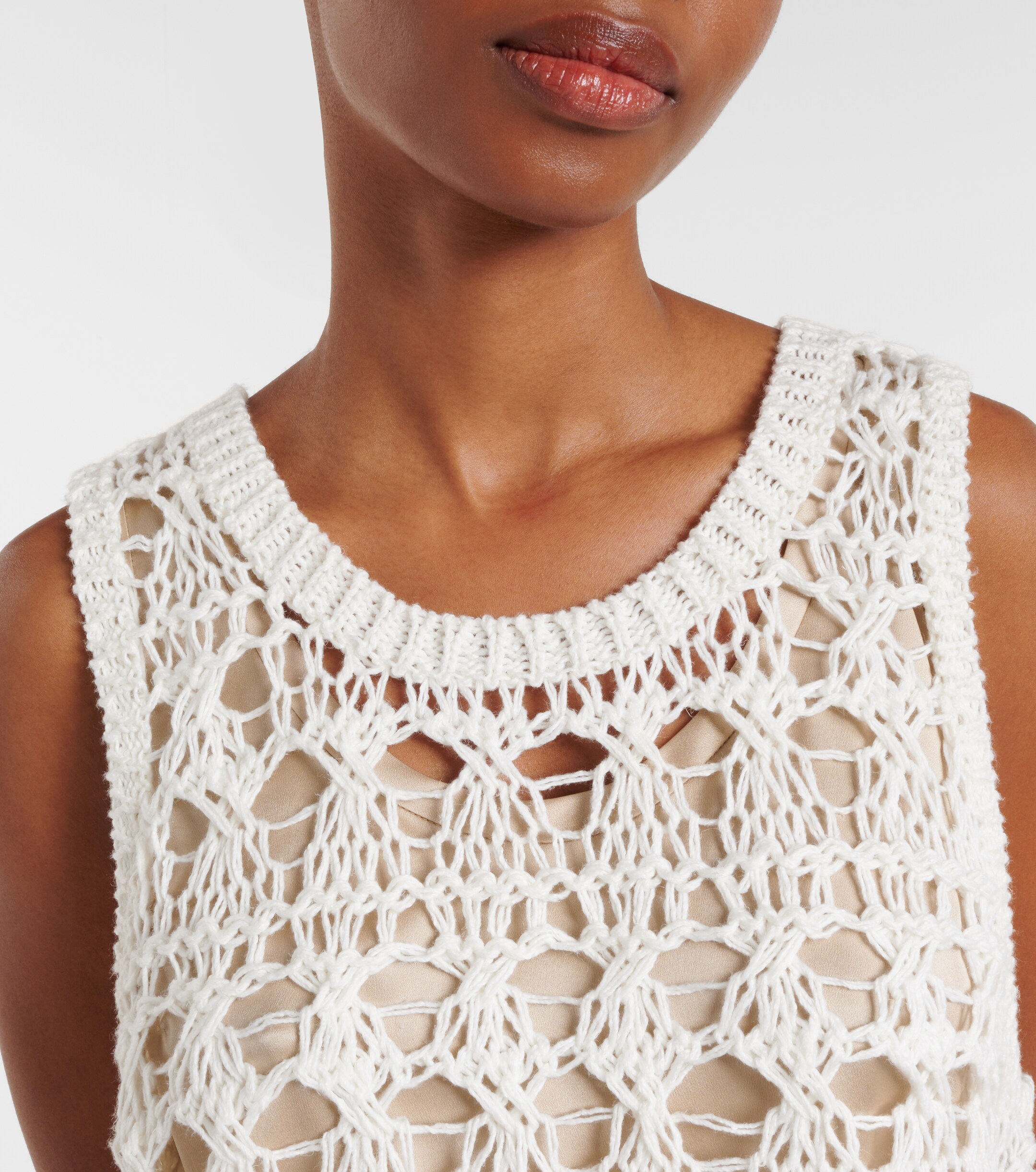 Brunello Cucinelli Brunello Cucinelli Open-knit jute and cotton-blend top