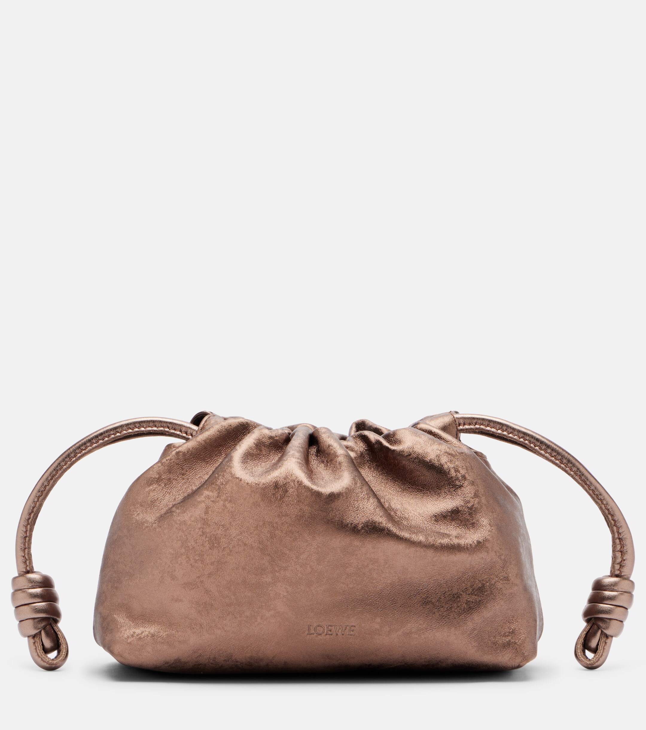 Loewe Flamenco Mini metallic leather clutch