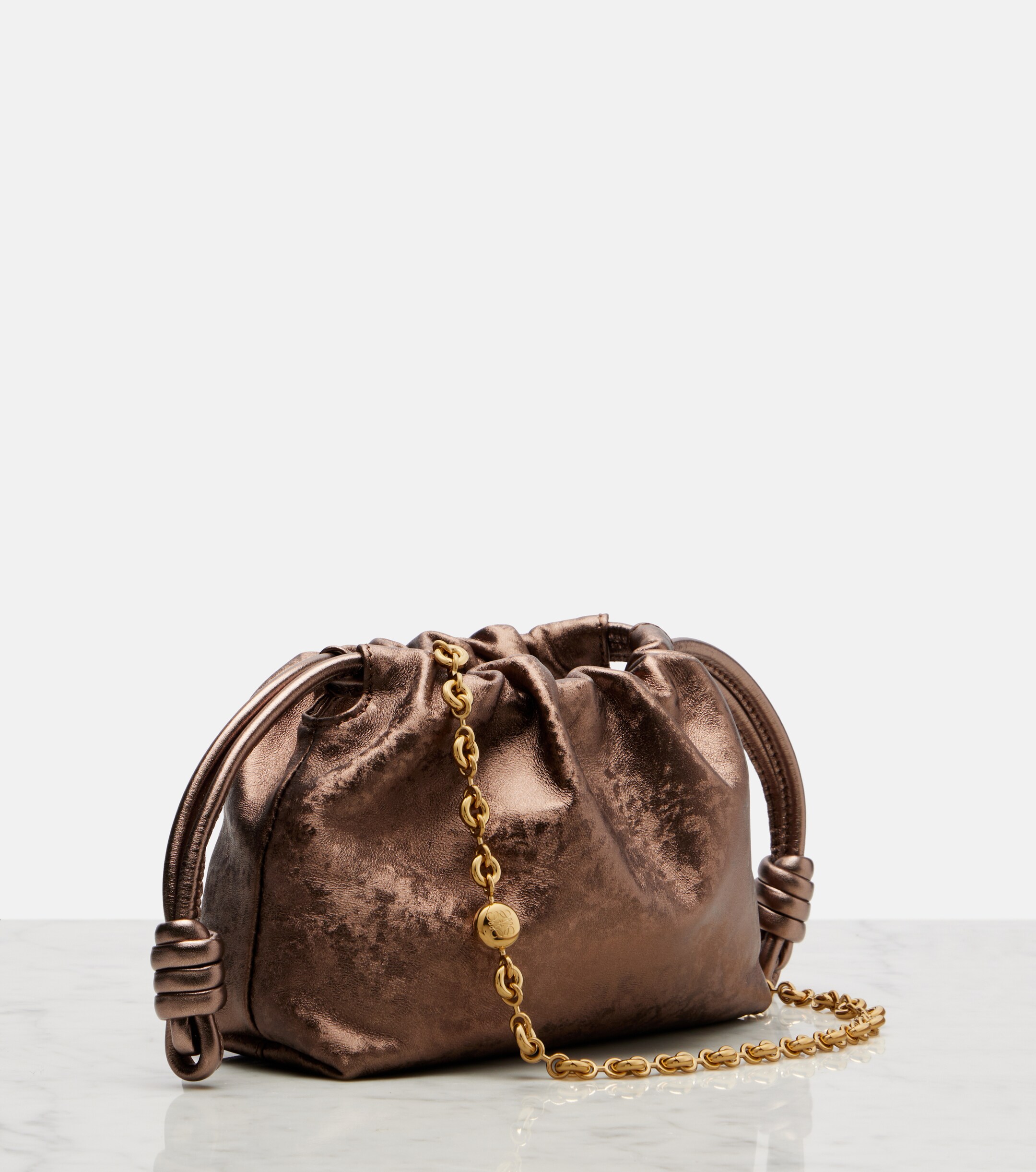 Loewe Flamenco Mini metallic leather clutch