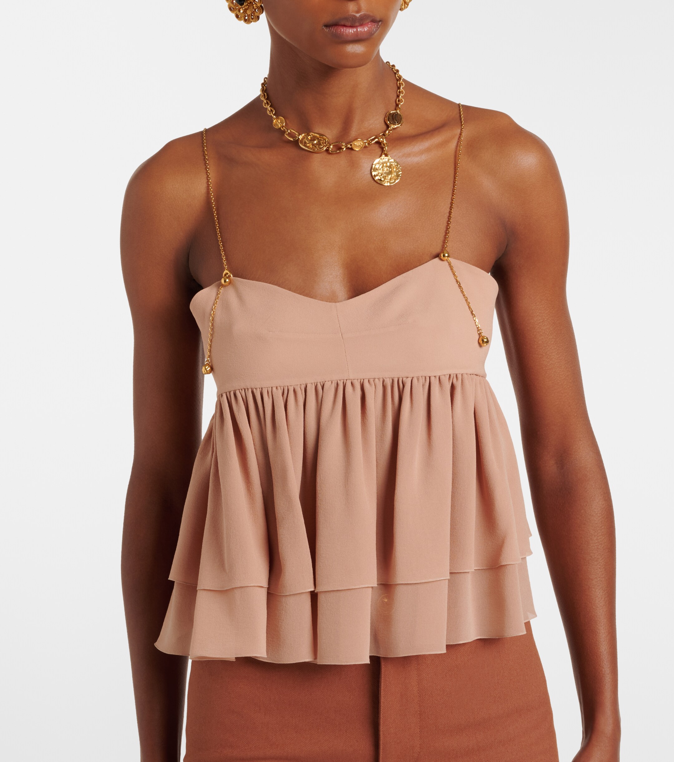 Chloé Gathered silk top