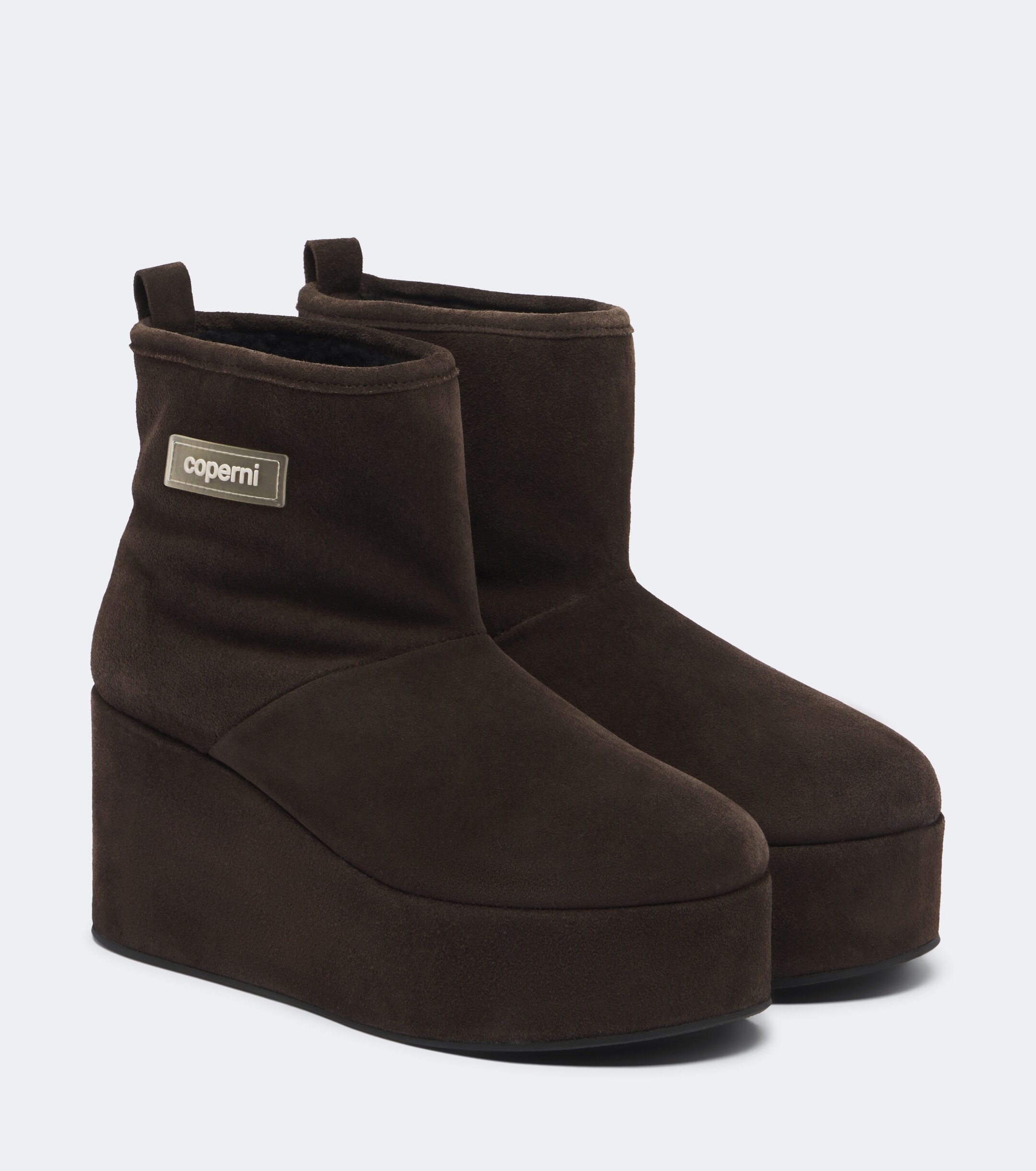 Coperni Coperni Shearling-lined suede wedge boots