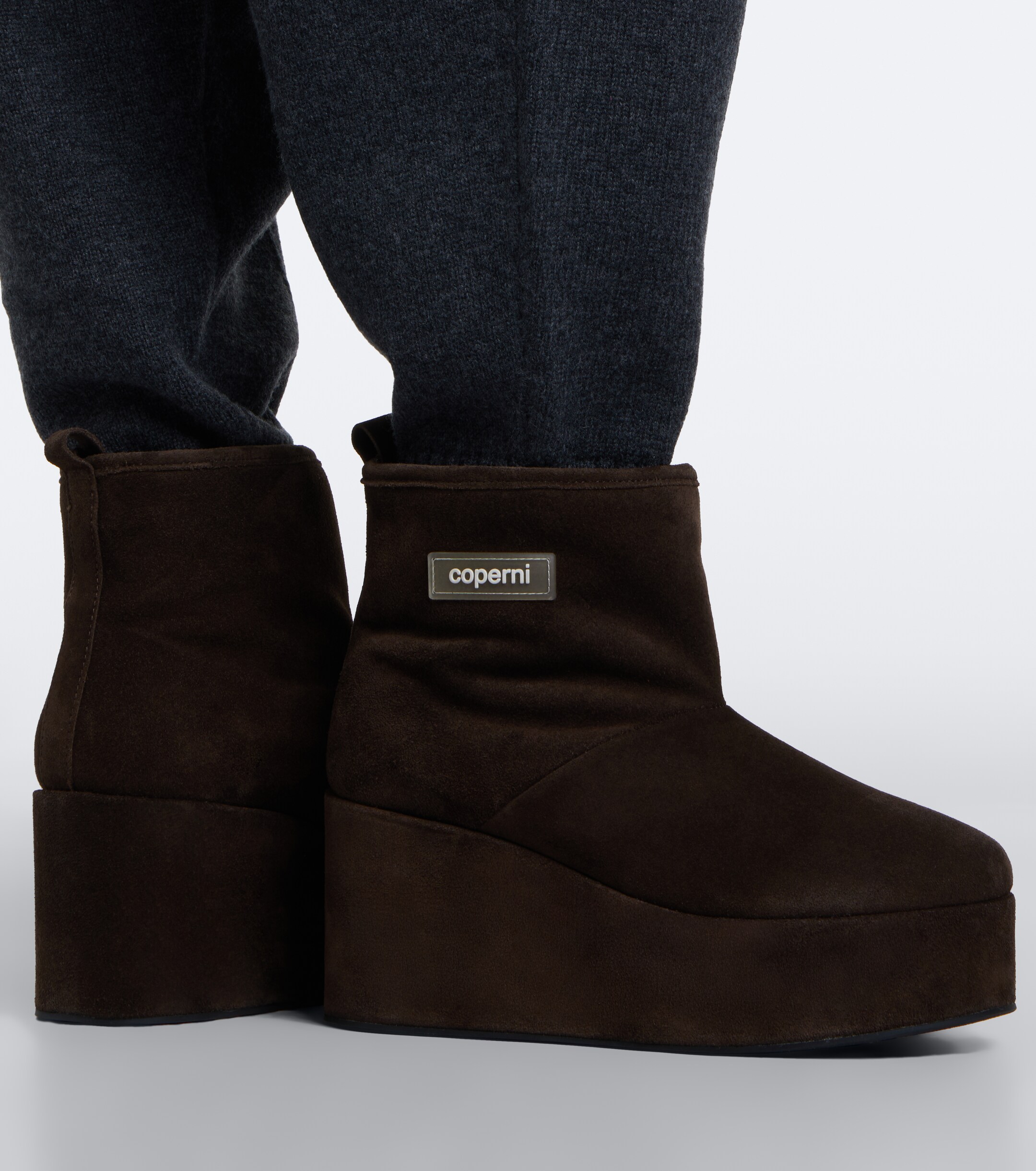 Coperni Coperni Shearling-lined suede wedge boots