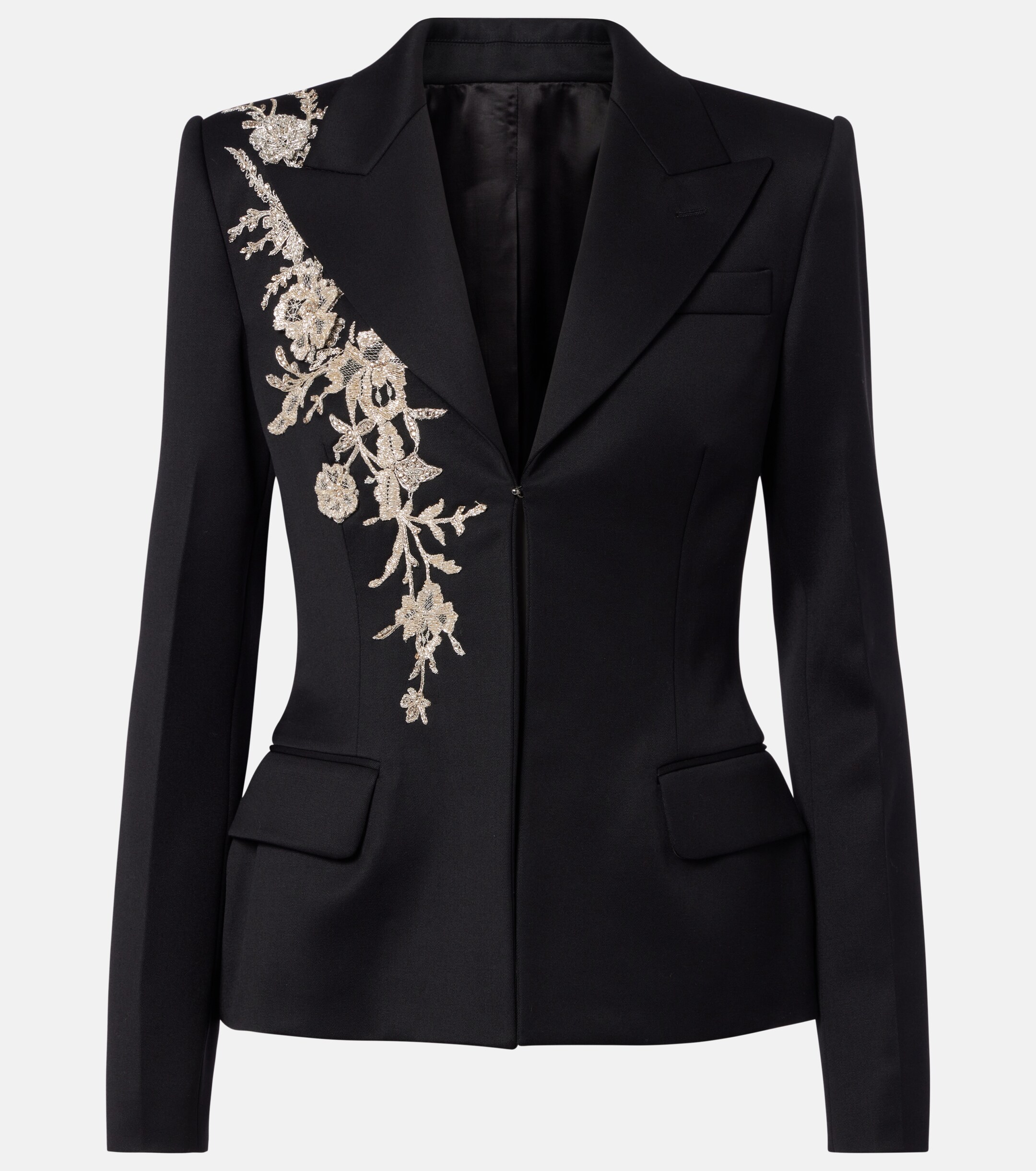 McQueen McQueen Beaded embroidered wool blazer