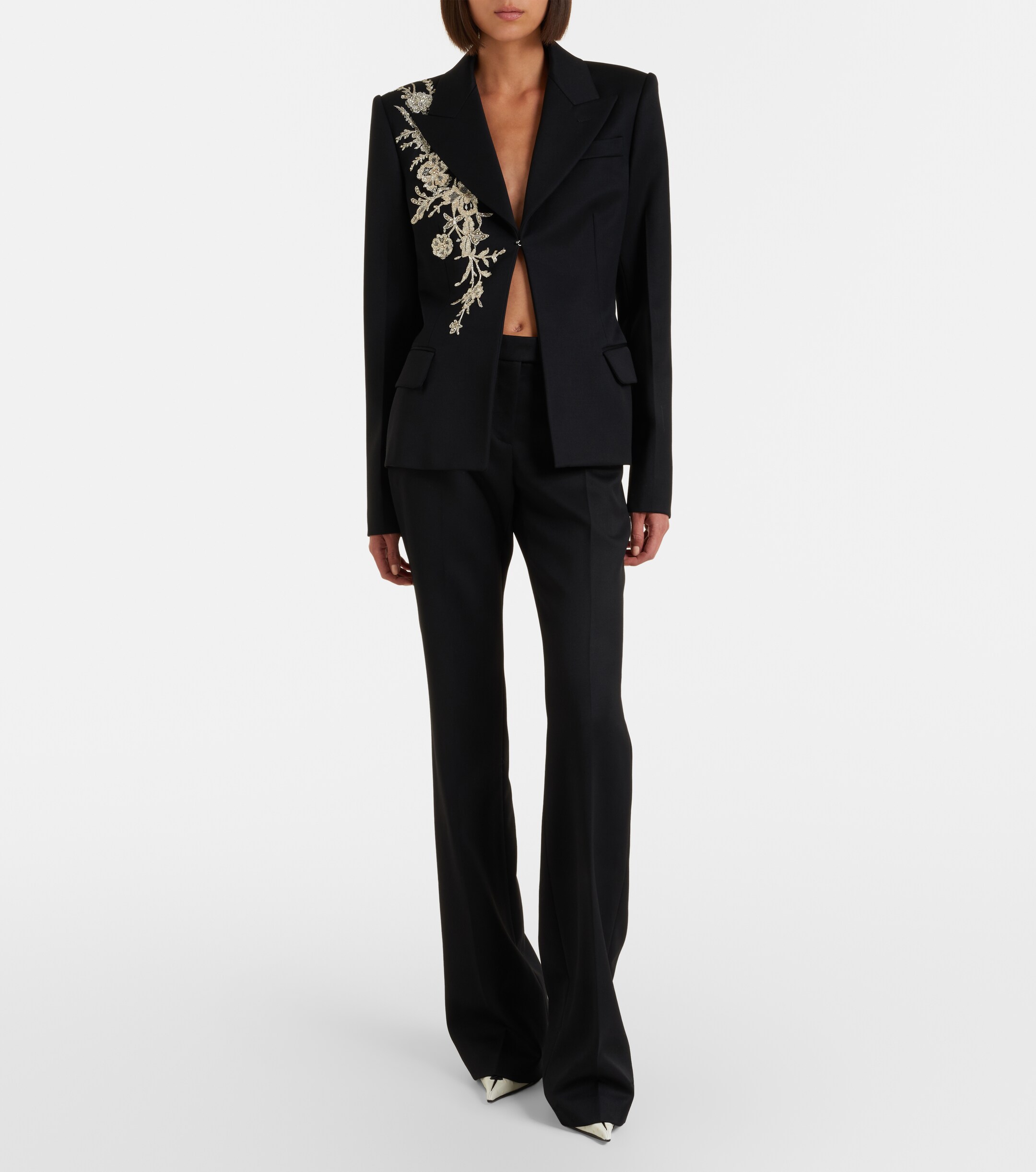McQueen McQueen Beaded embroidered wool blazer