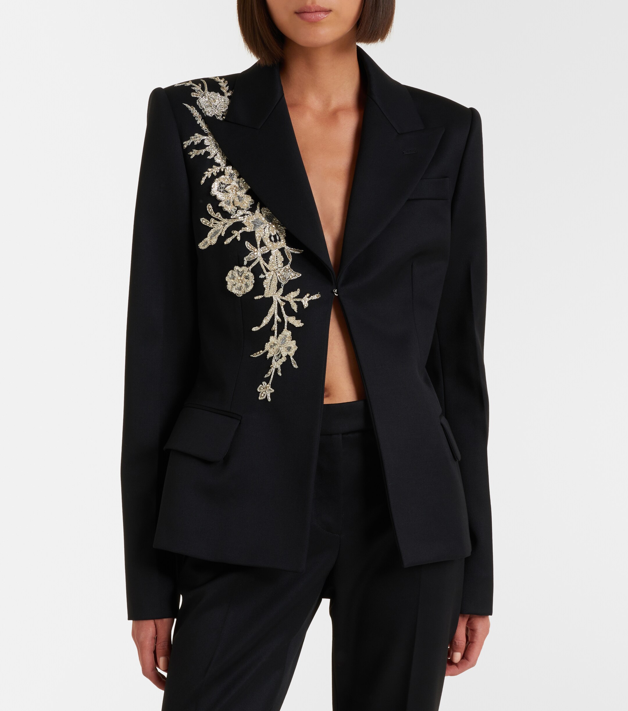 McQueen McQueen Beaded embroidered wool blazer