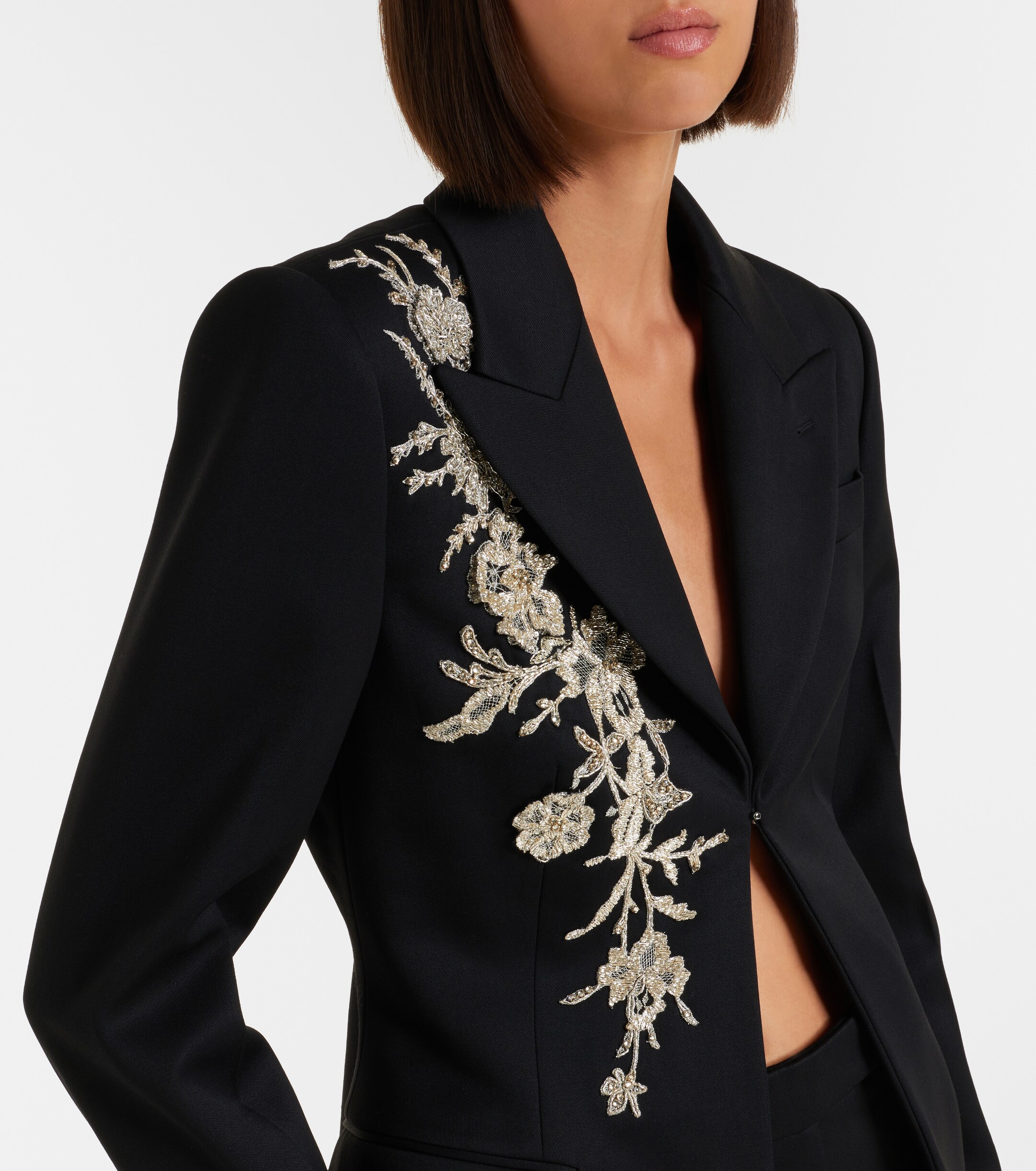 McQueen McQueen Beaded embroidered wool blazer