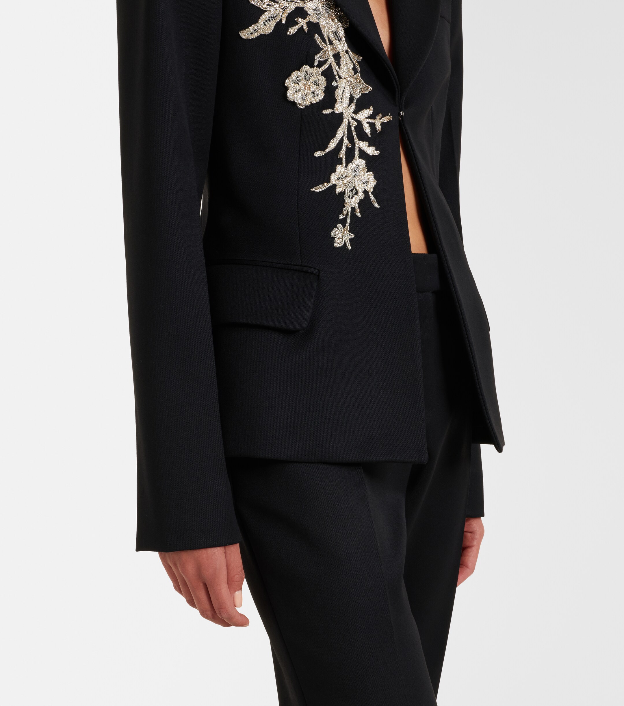 McQueen McQueen Beaded embroidered wool blazer