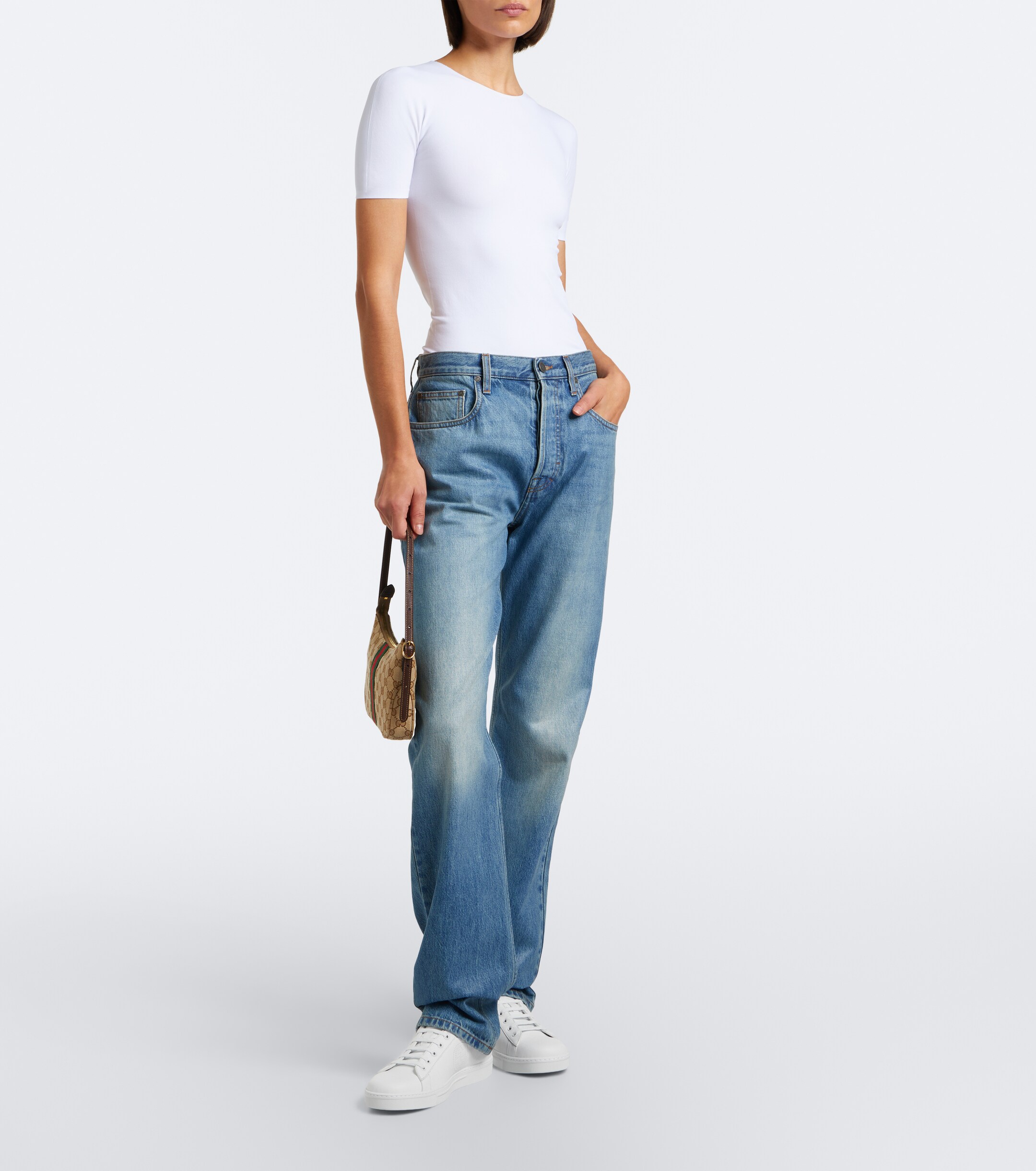 Gucci Gucci Ace Web Stripe leather sneakers