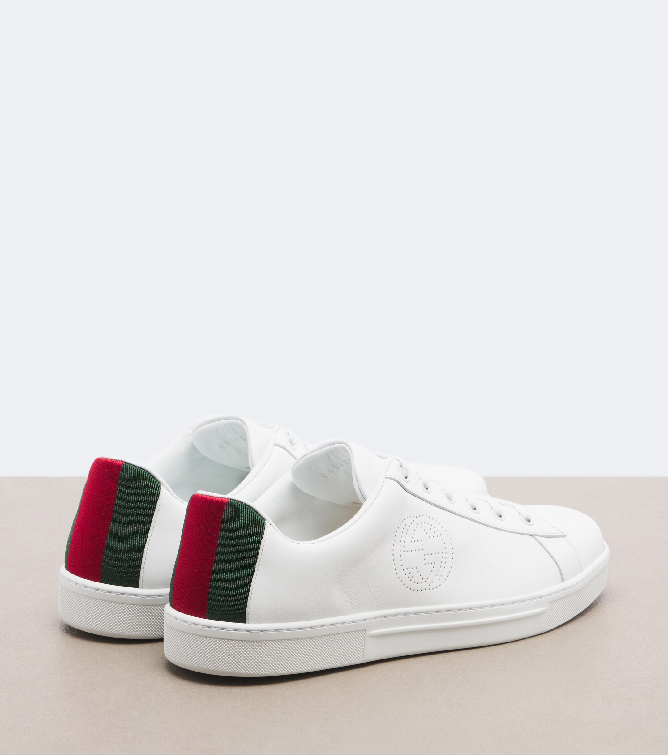 Gucci Gucci Ace Web Stripe leather sneakers
