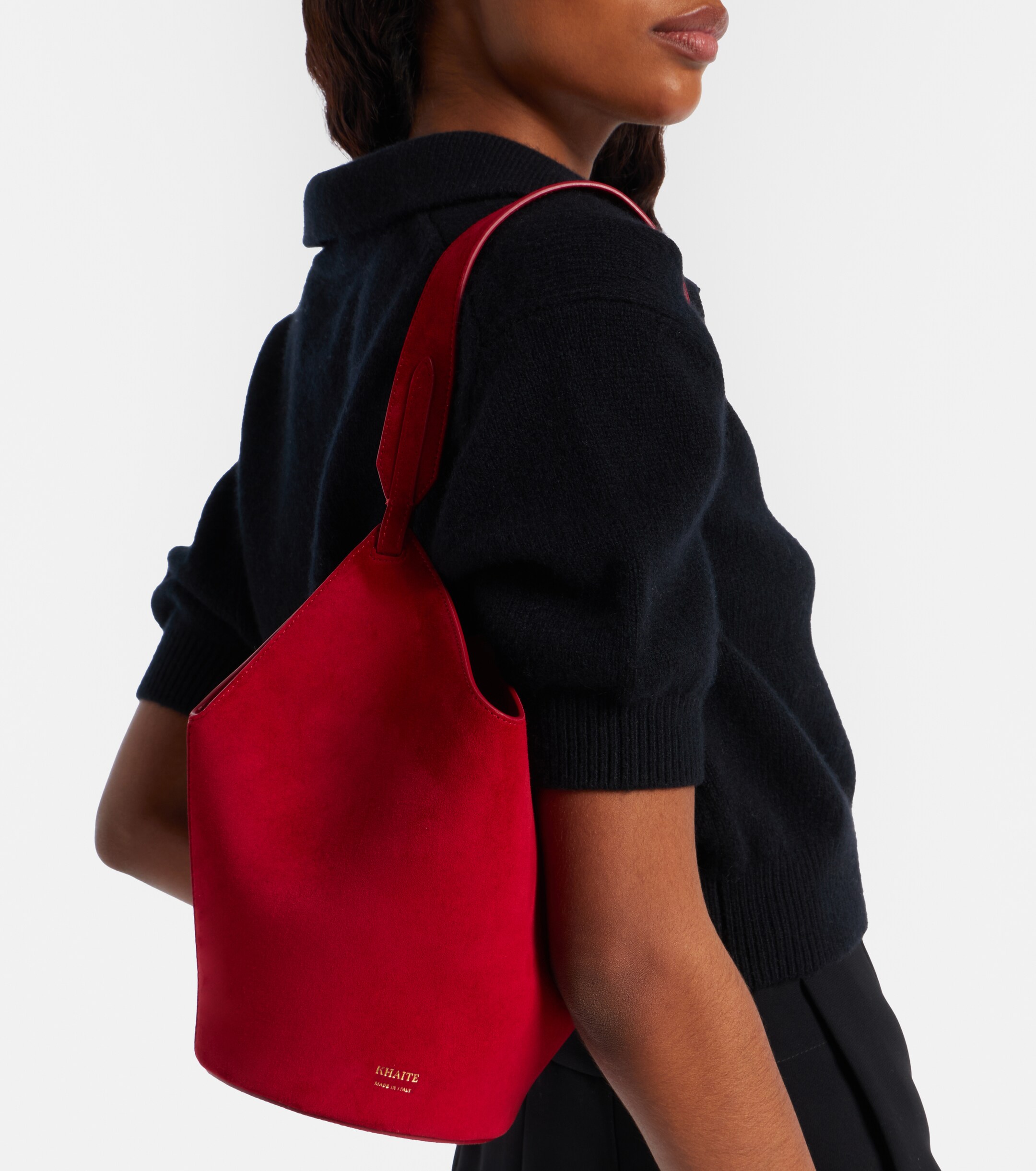 KHAITE Lotus Mini suede tote bag