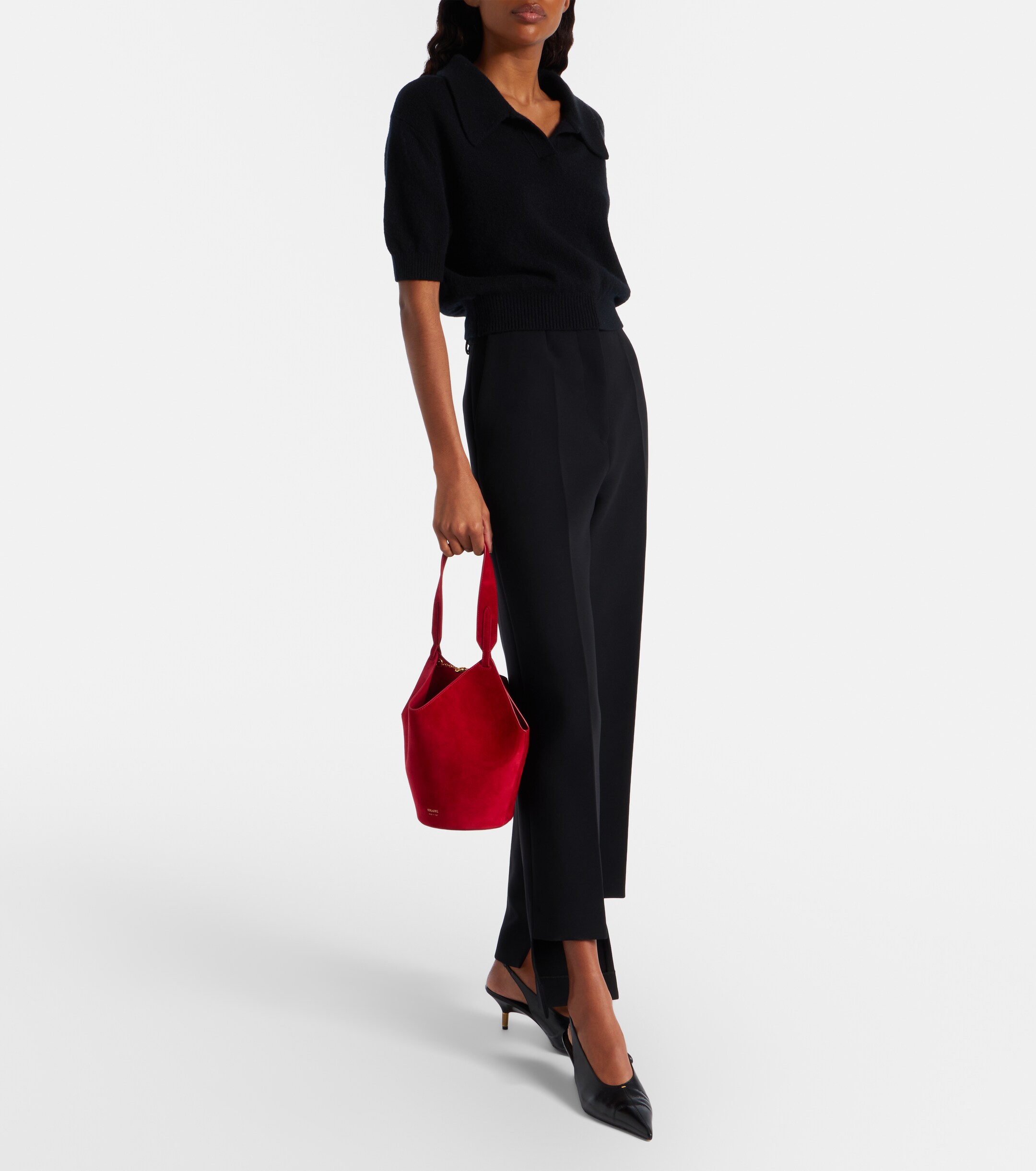KHAITE Lotus Mini suede tote bag